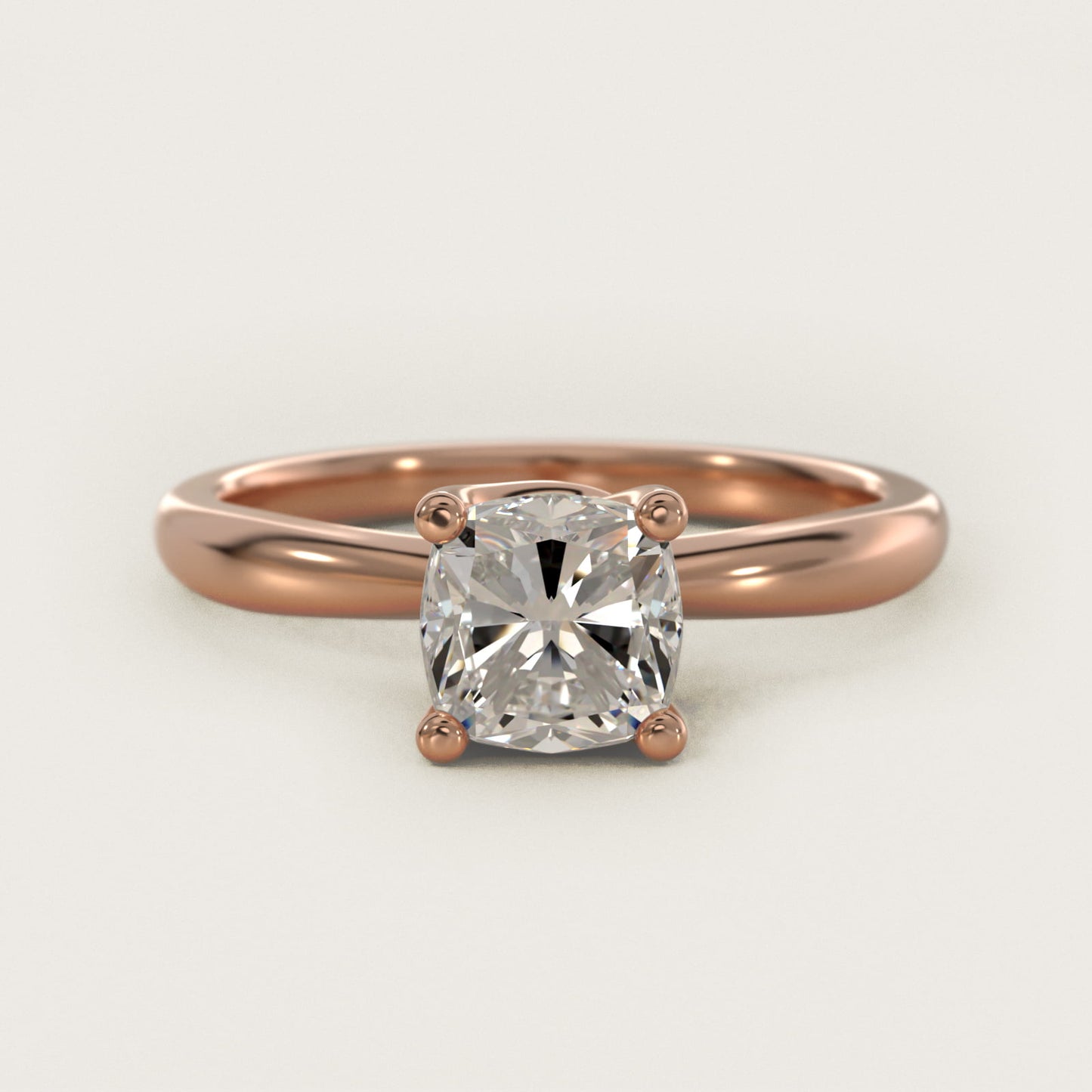 Tapered Ribbon Solitaire Engagement Ring in 14k Rose Gold - Cushion Center