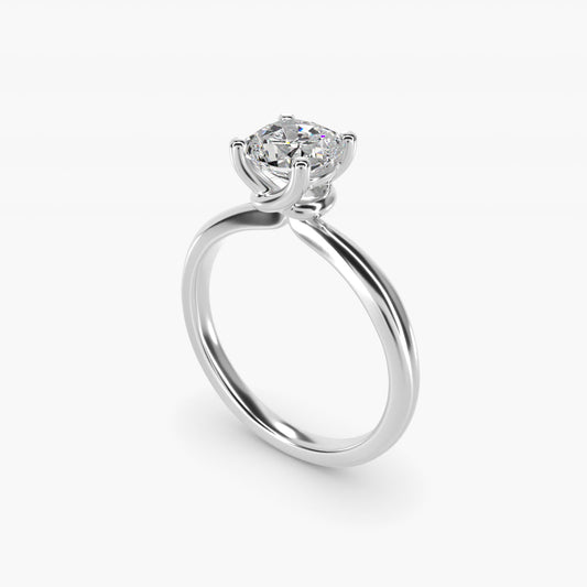 Tapered Ribbon Solitaire Engagement Ring in Platinum - Cushion Center