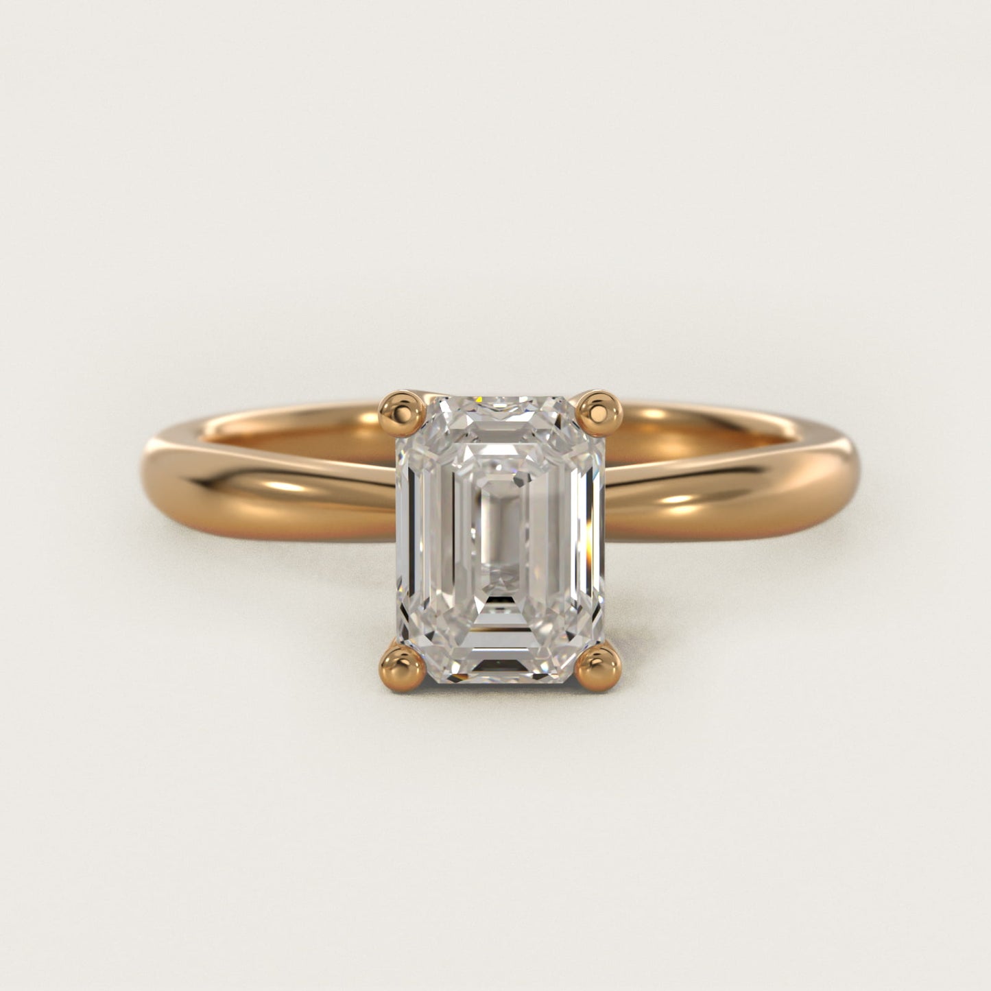 Tapered Ribbon Solitaire Engagement Ring in 14k Yellow Gold - Emerald Center