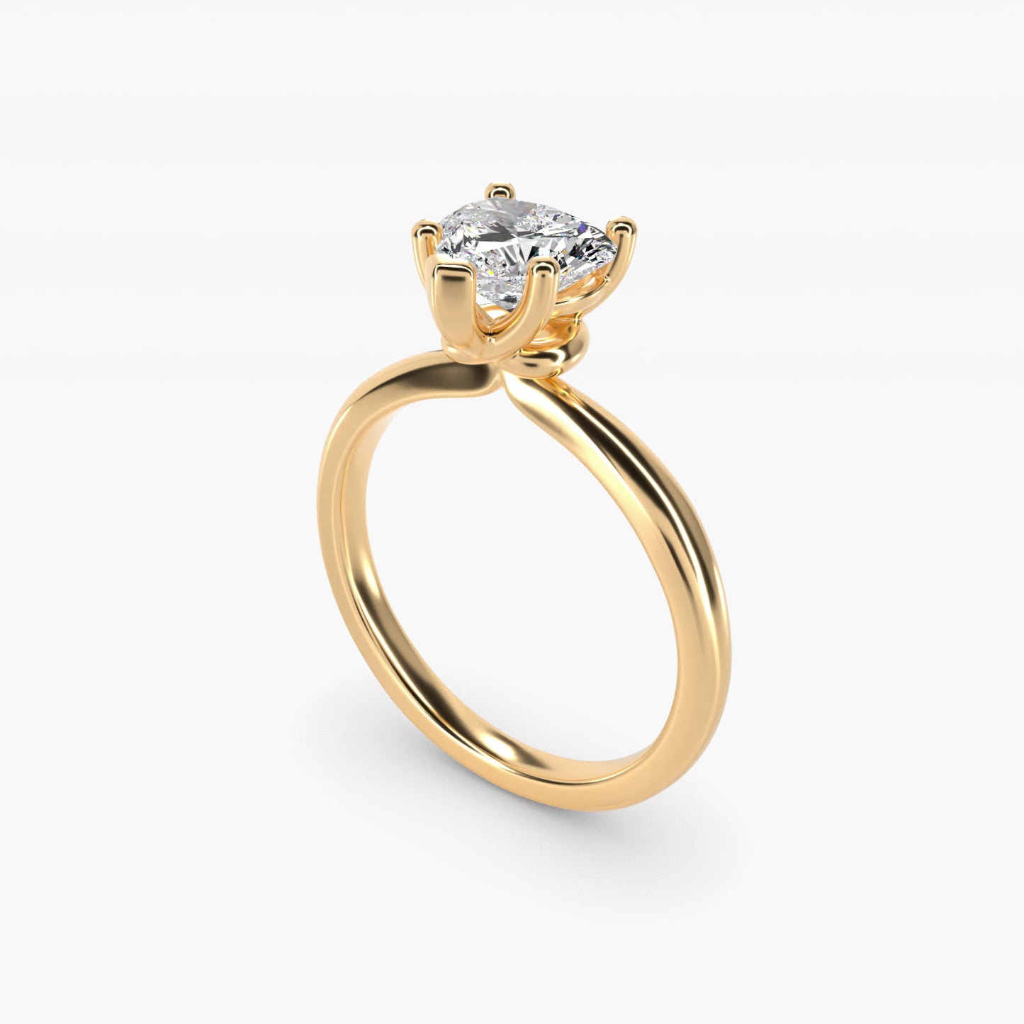 Tapered Ribbon Solitaire Engagement Ring in 14k Yellow Gold - Heart Center