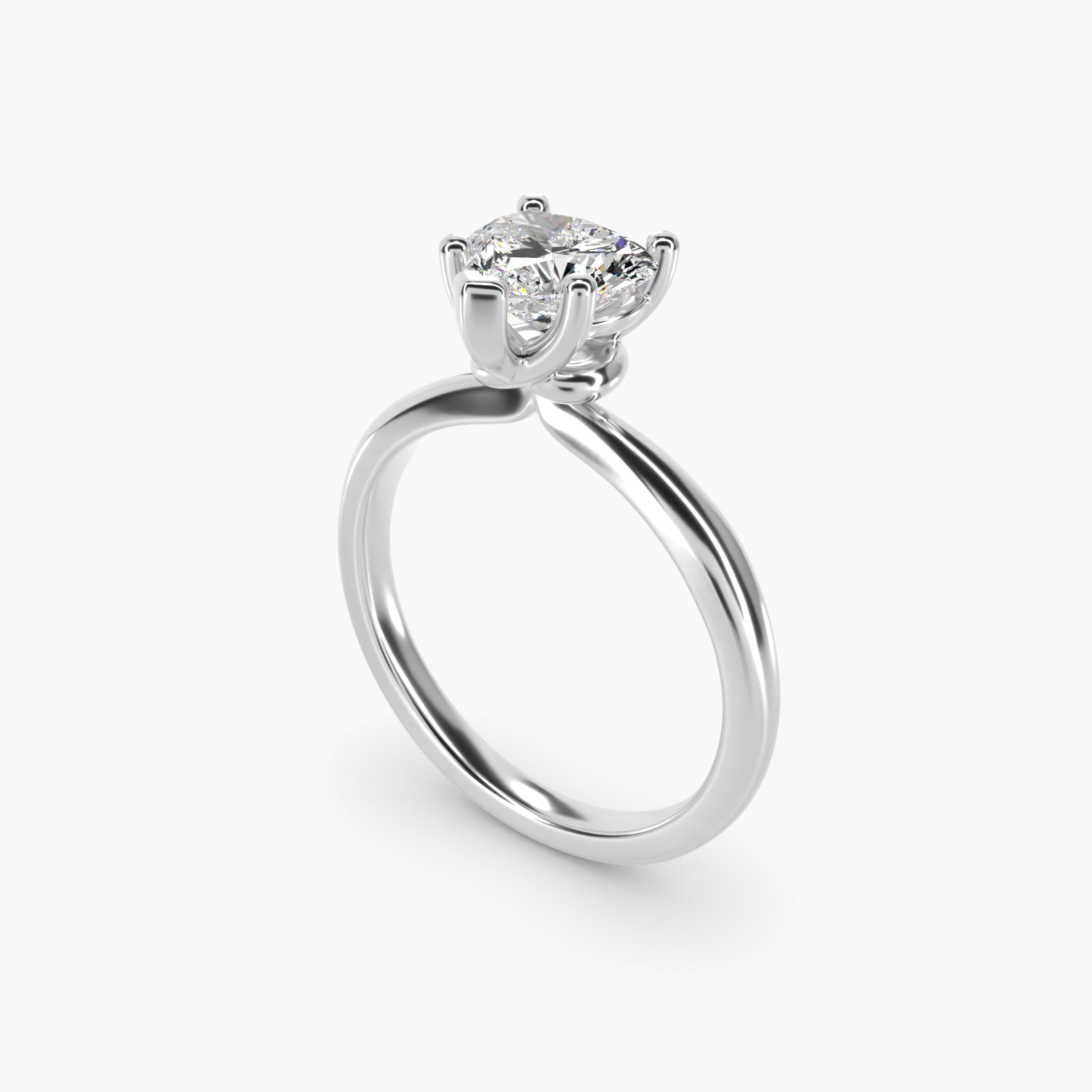 Tapered Ribbon Solitaire Engagement Ring in Platinum - Heart Center
