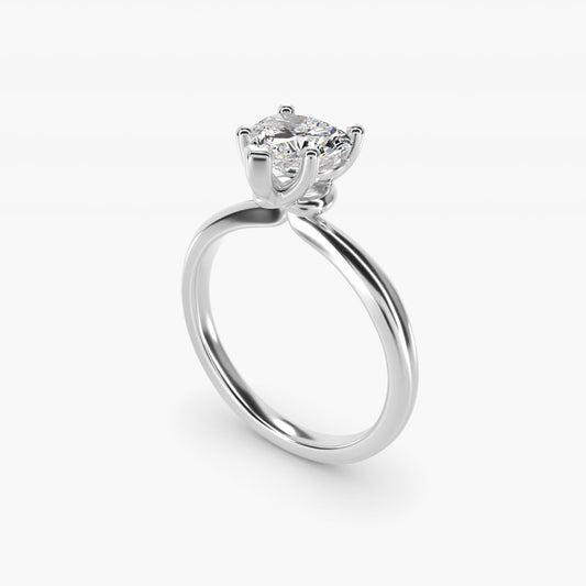 Tapered Ribbon Solitaire Engagement Ring in Platinum - Heart Center
