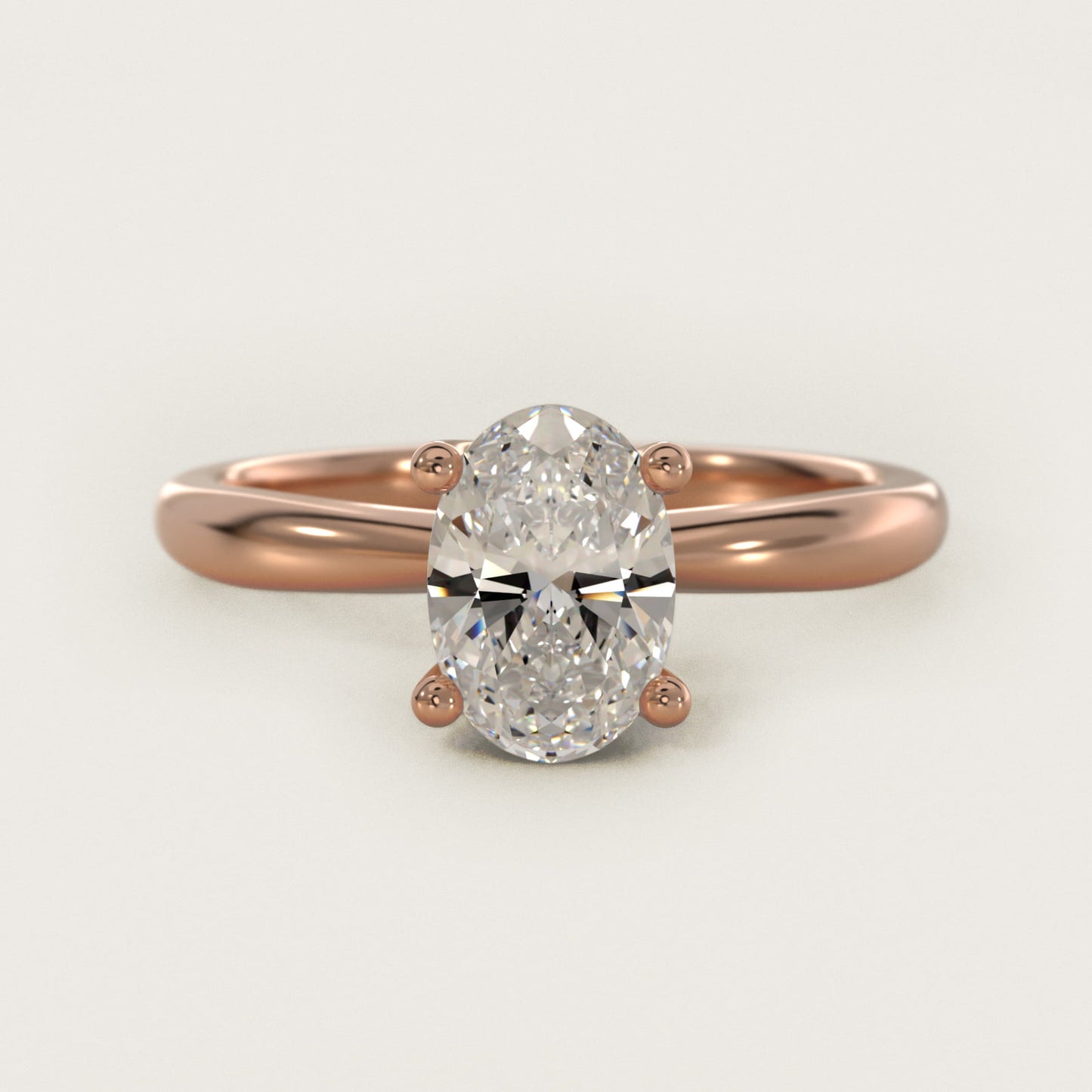 Tapered Ribbon Solitaire Engagement Ring in 18k Rose Gold - Oval Center