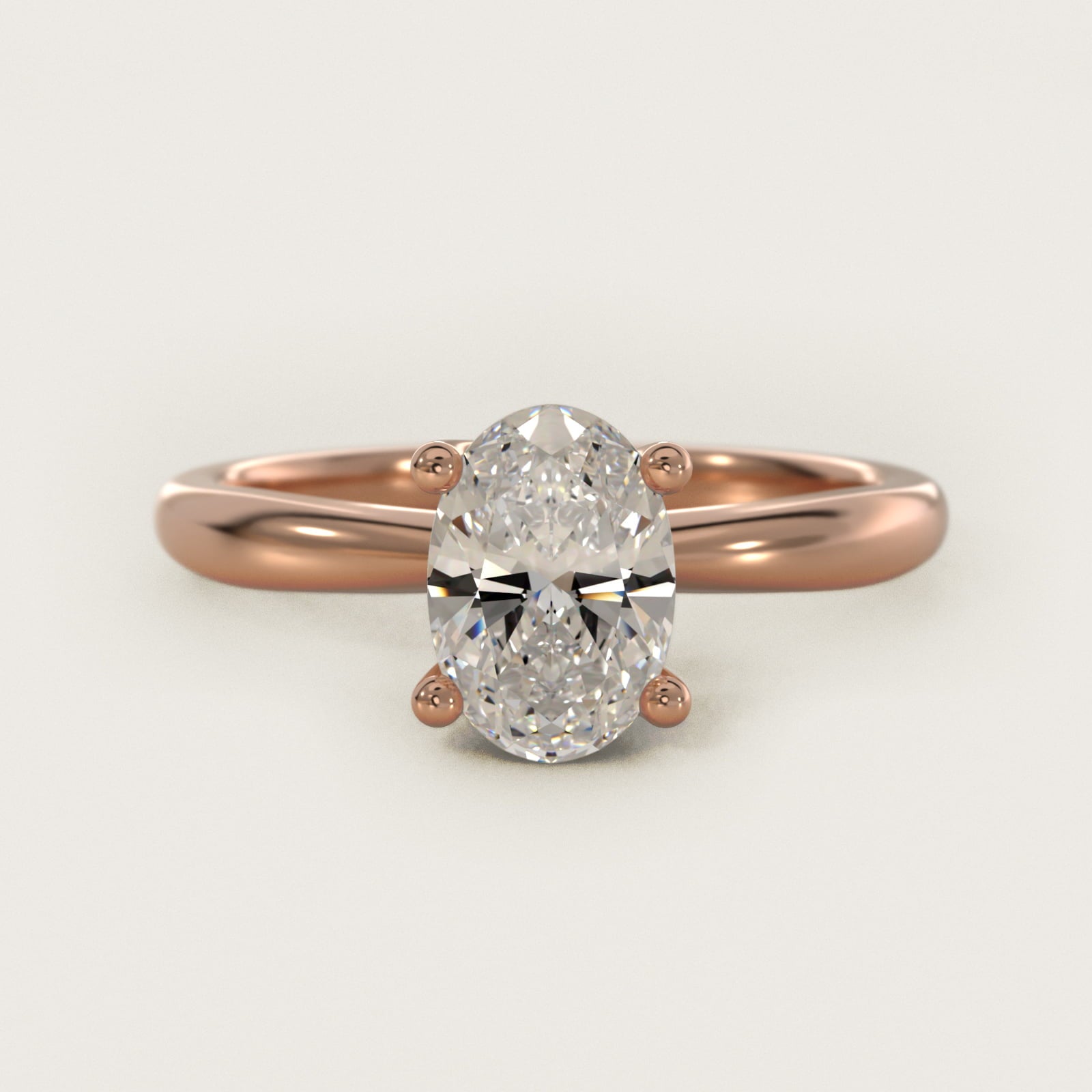Tapered Ribbon Solitaire Engagement Ring in 14k Rose Gold - Oval Center