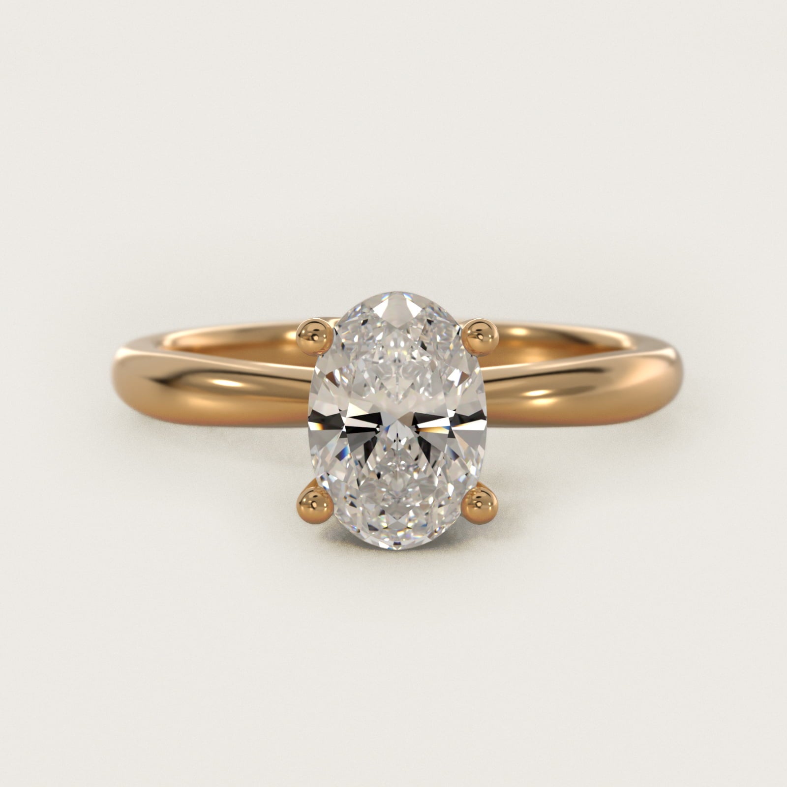 Tapered Ribbon Solitaire Engagement Ring in 14k Yellow Gold - Oval Center
