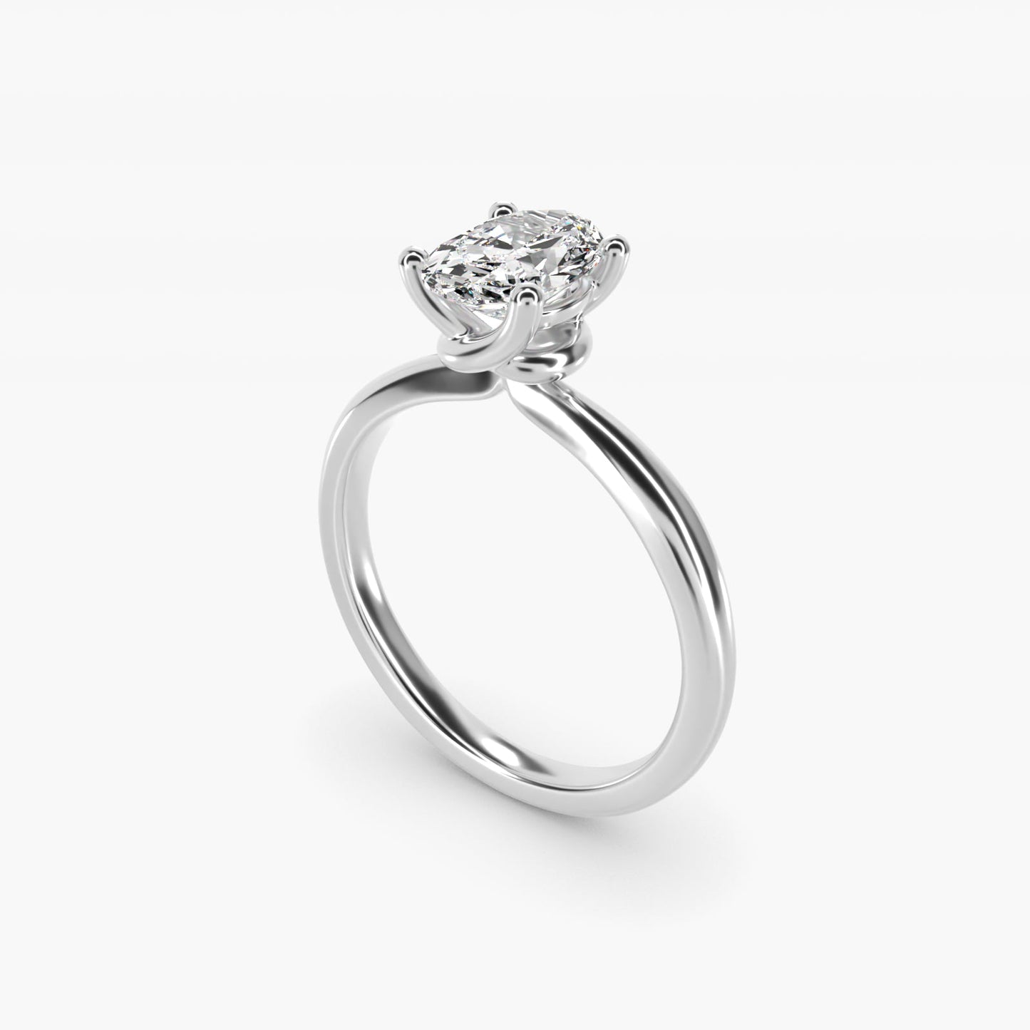 Tapered Ribbon Solitaire Engagement Ring in Platinum - Oval Center