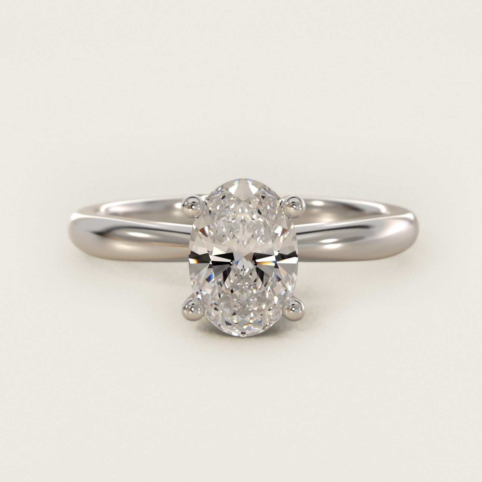 Tapered Ribbon Solitaire Engagement Ring in Platinum - Oval Center