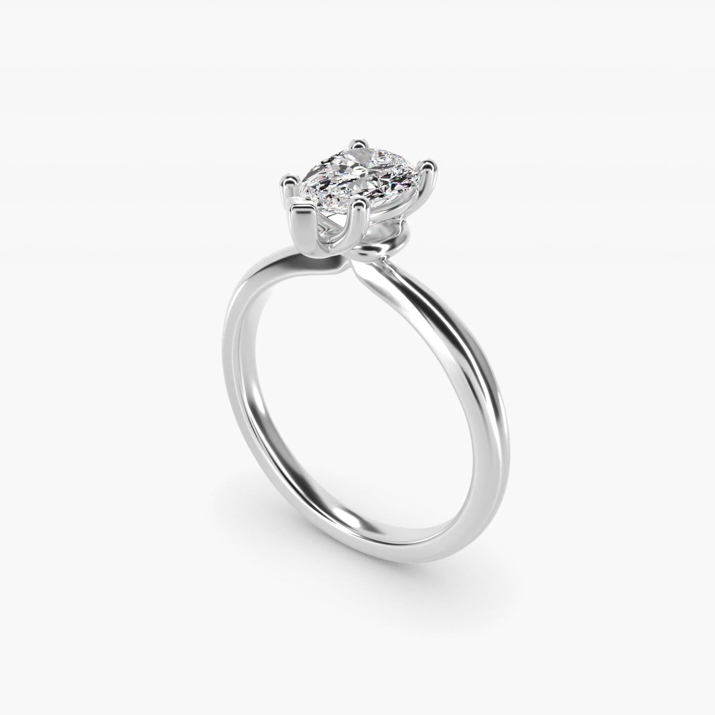 Tapered Ribbon Solitaire Engagement Ring in Platinum - Pear Center