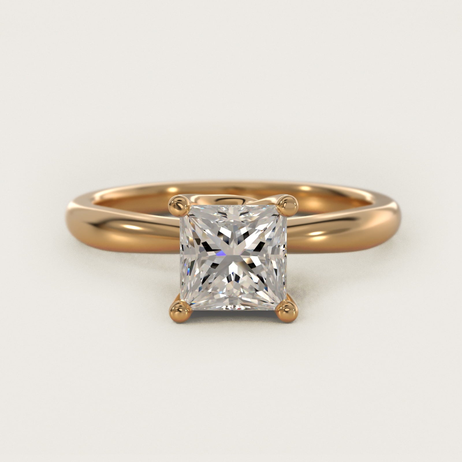 Tapered Ribbon Solitaire Engagement Ring in 18k Yellow Gold - Princess Center