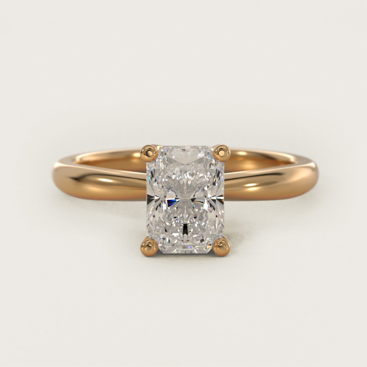 Tapered Ribbon Solitaire Engagement Ring in 14k Yellow Gold - Radiant Center