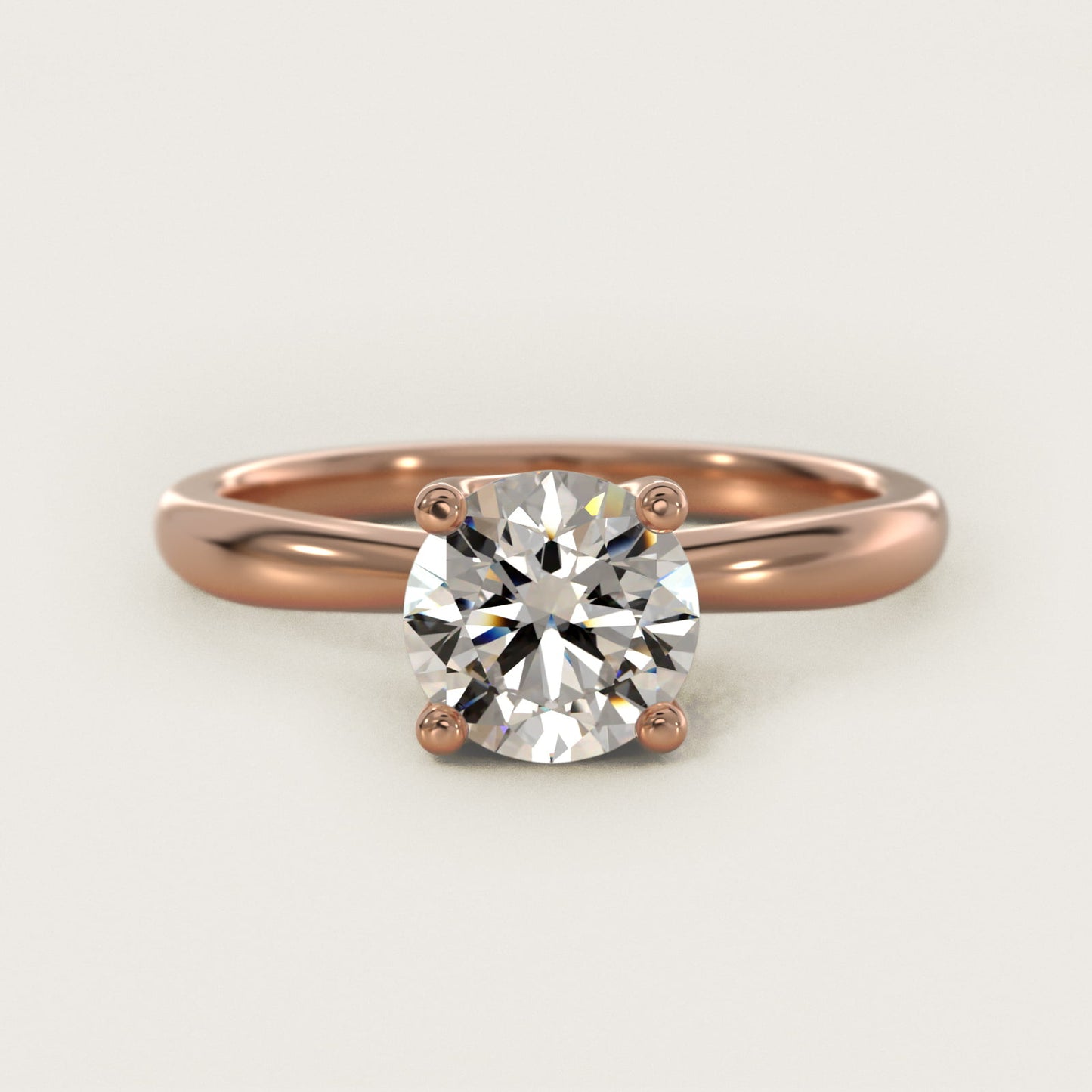Tapered Ribbon Solitaire Engagement Ring in 14k Rose Gold - Round Center