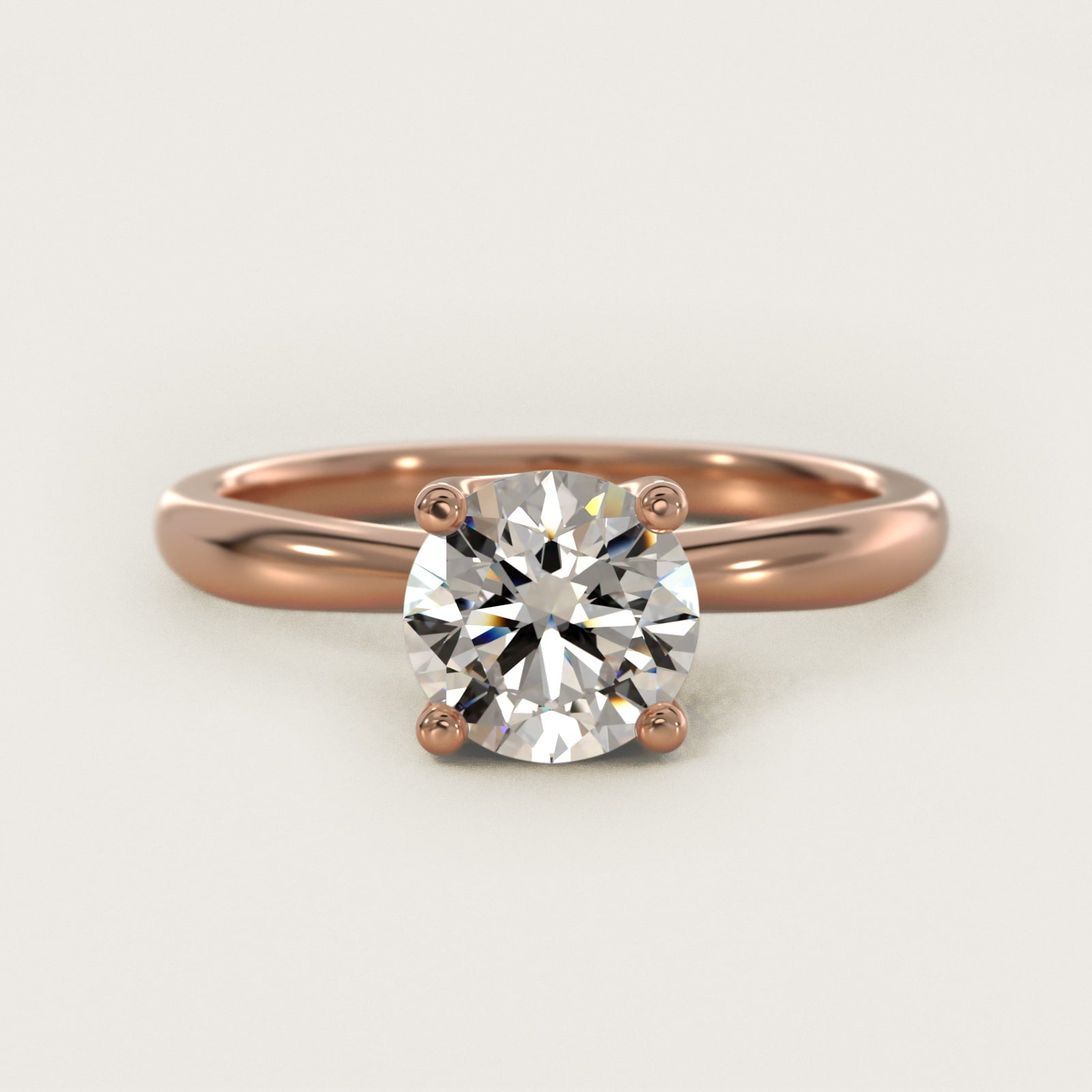 Tapered Ribbon Solitaire Engagement Ring in 14k Rose Gold - Round Center