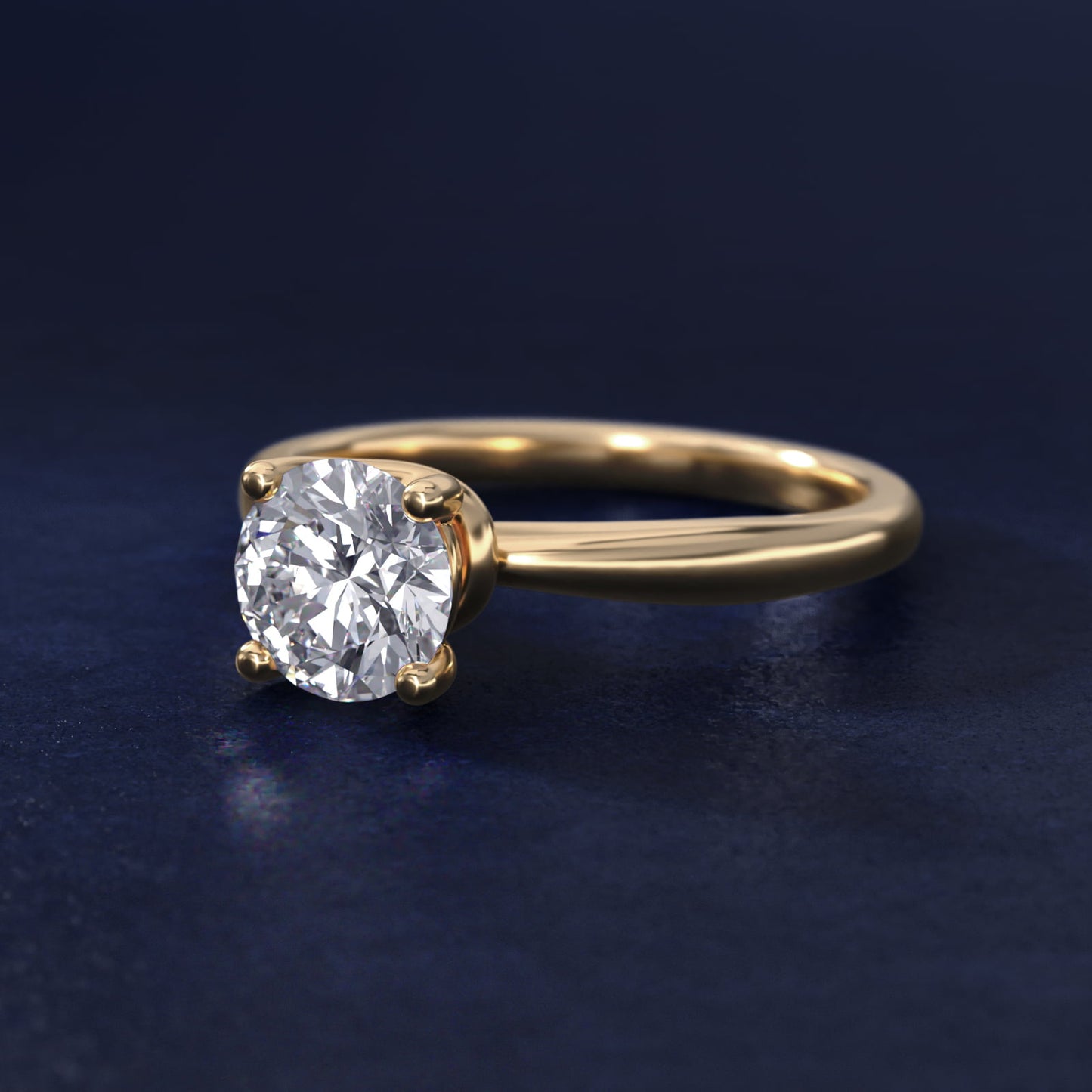 Tapered Ribbon Solitaire Engagement Ring in 14k Yellow Gold - Round Center