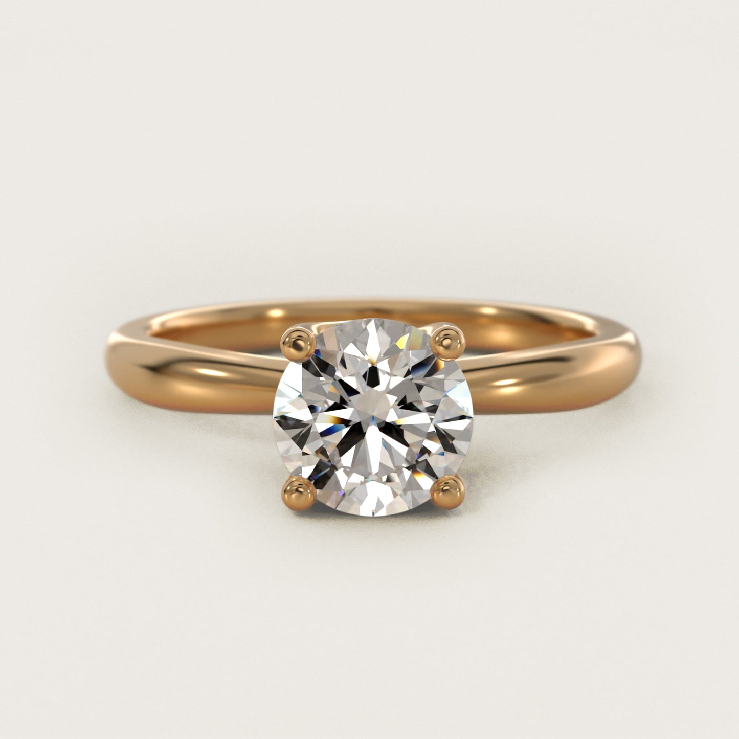 Tapered Ribbon Solitaire Engagement Ring in 14k Yellow Gold - Round Center