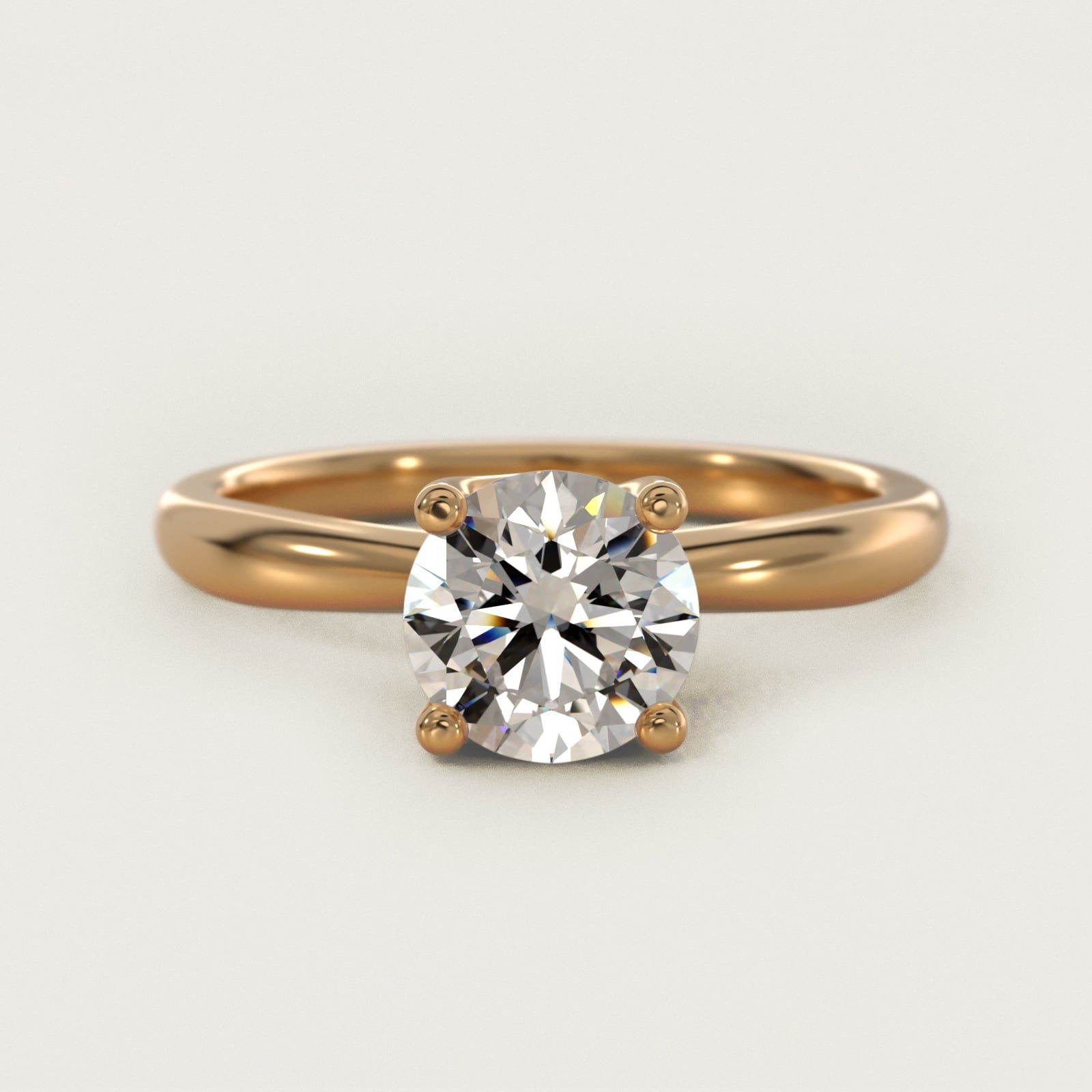Tapered Ribbon Solitaire Engagement Ring in 14k Yellow Gold - Round Center