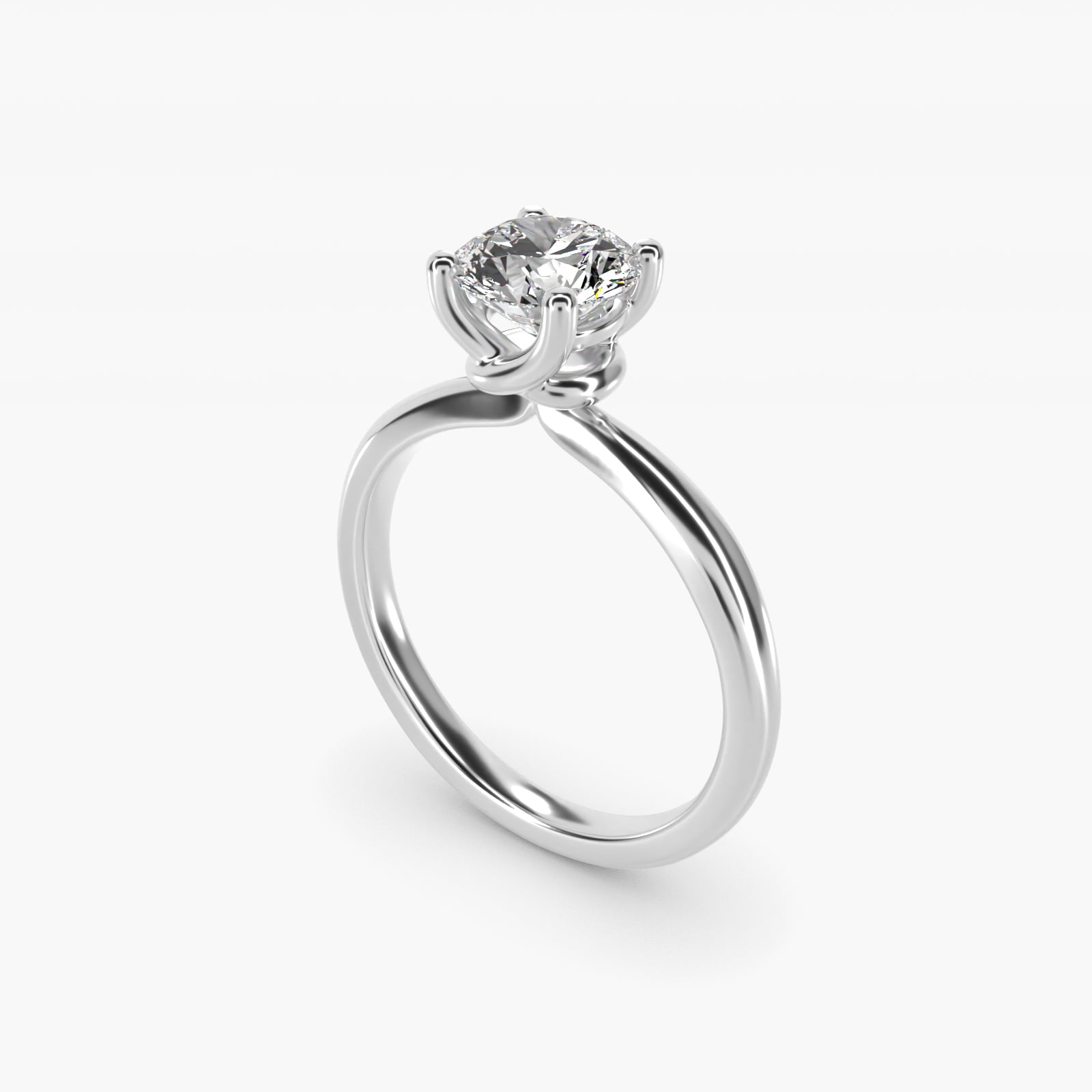 Tapered Ribbon Solitaire Engagement Ring in Platinum - Round Center