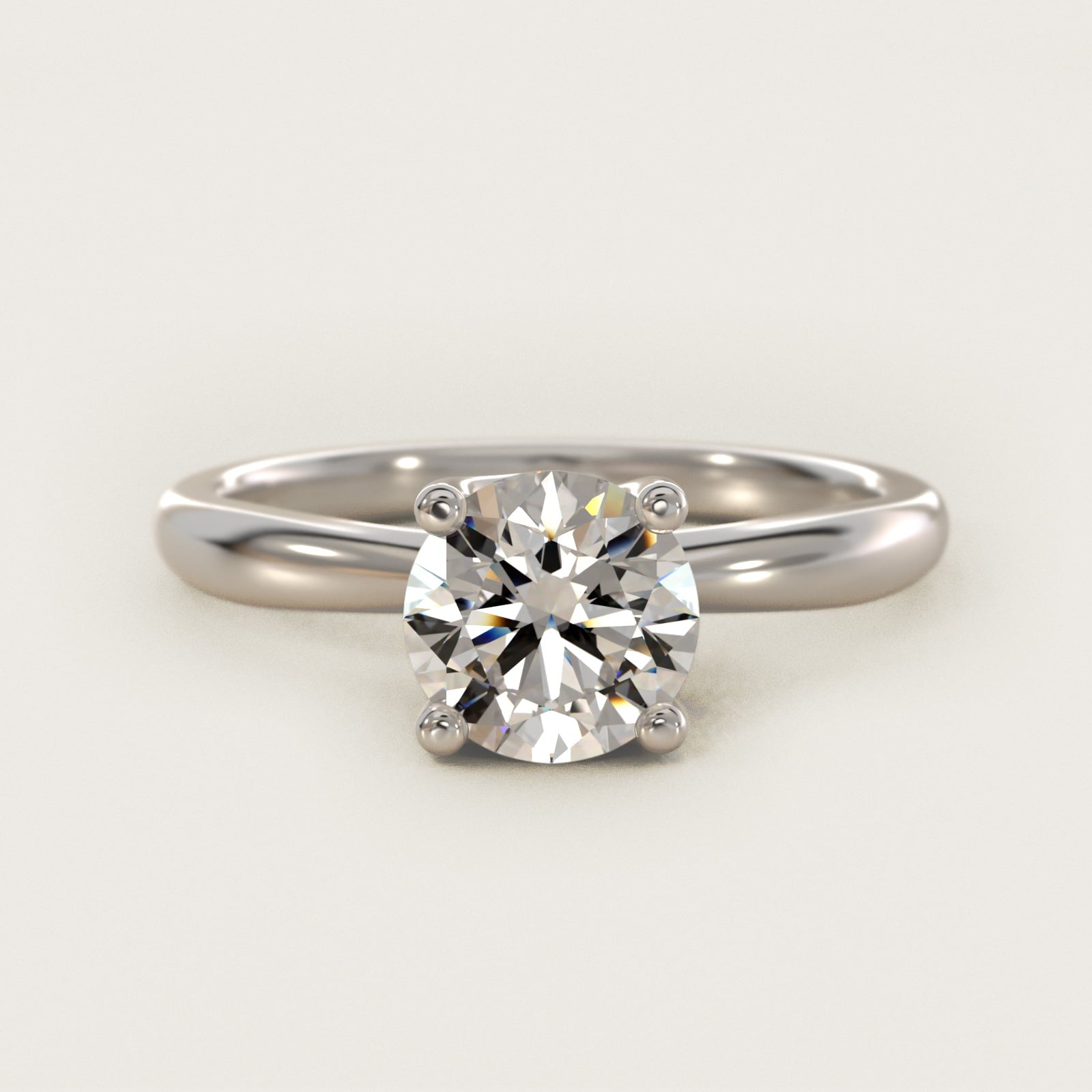 Tapered Ribbon Solitaire Engagement Ring in Platinum - Round Center
