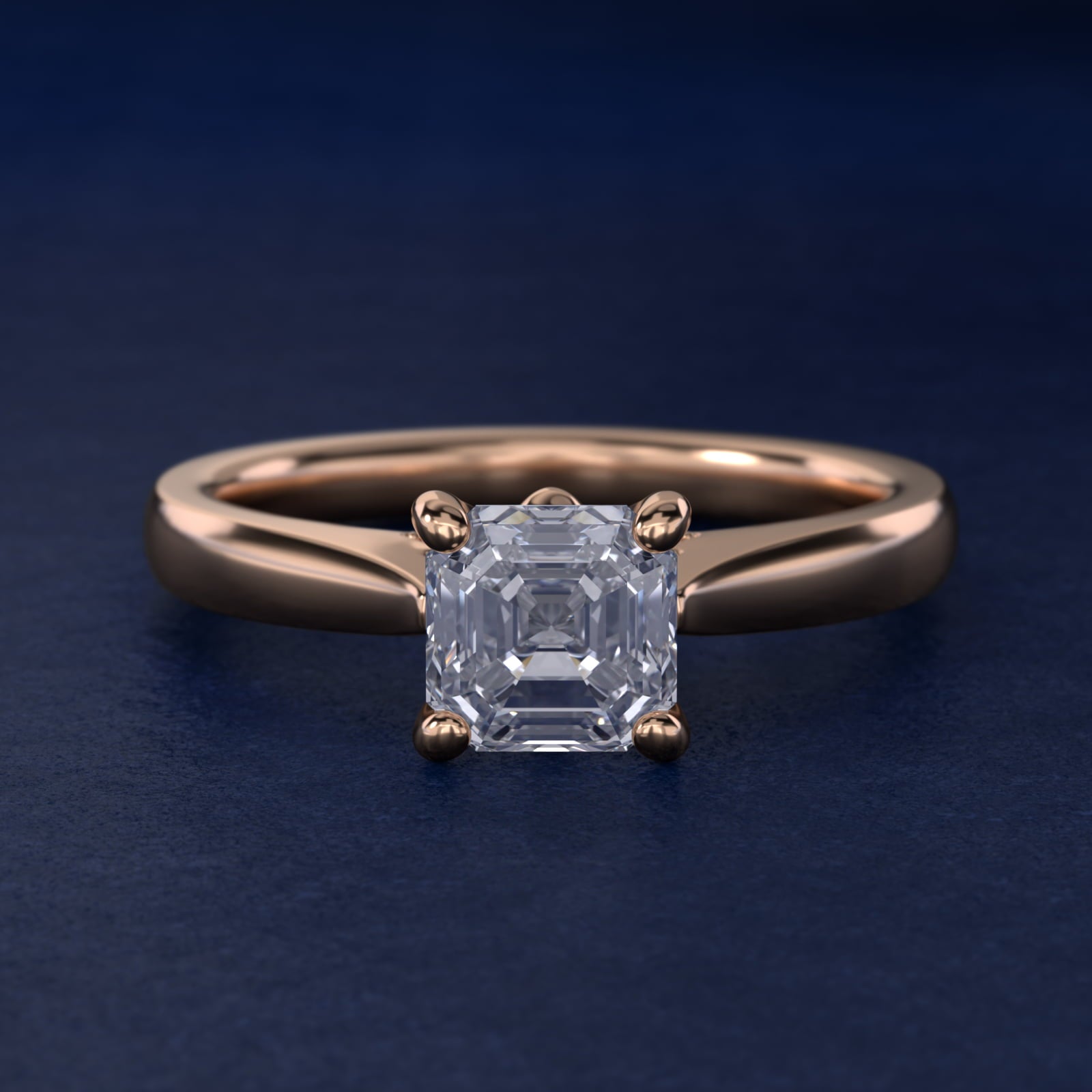 Tapered Solitaire Engagement Ring With Pav? Accent In 18k Rose Gold By James Allen - Asscher Center
