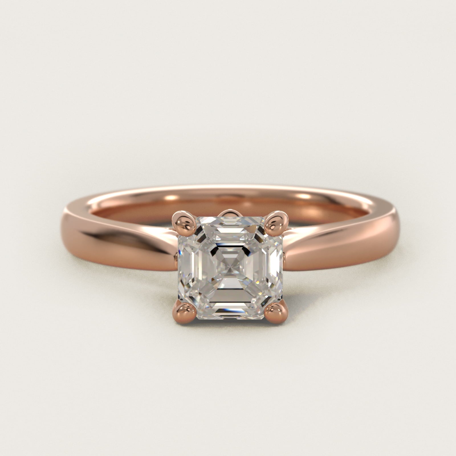 Tapered Solitaire Engagement Ring With PavŽ Accent In 14K Rose Gold By James Allen - Asscher Center