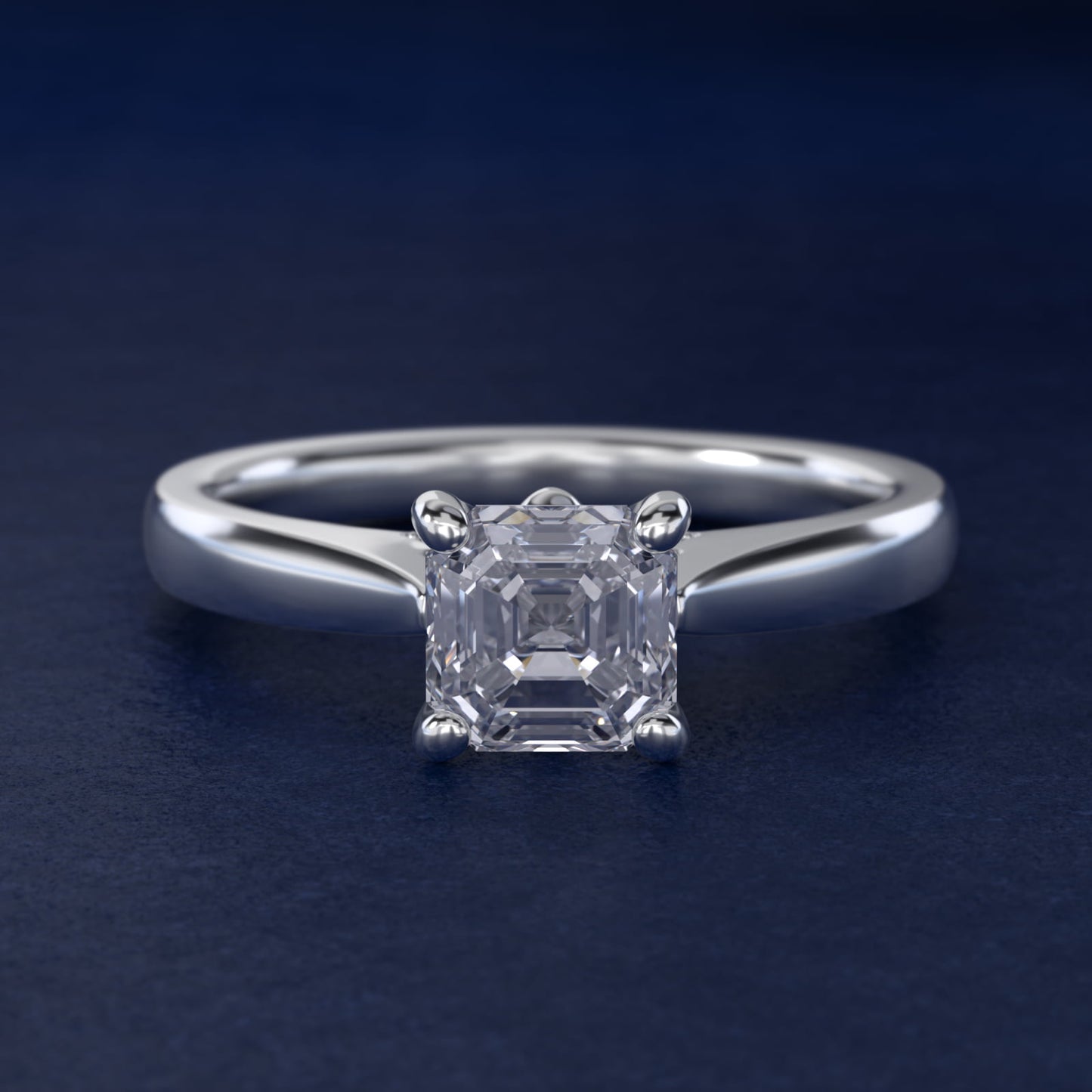 Tapered Solitaire Engagement Ring With Pav? Accent In 18k White Gold By James Allen - Asscher Center