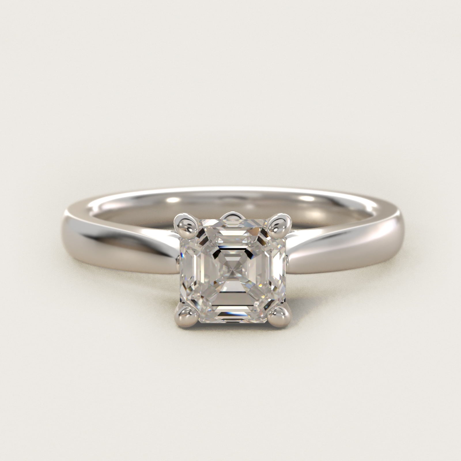 Tapered Solitaire Engagement Ring With Pav? Accent In 18k White Gold By James Allen - Asscher Center