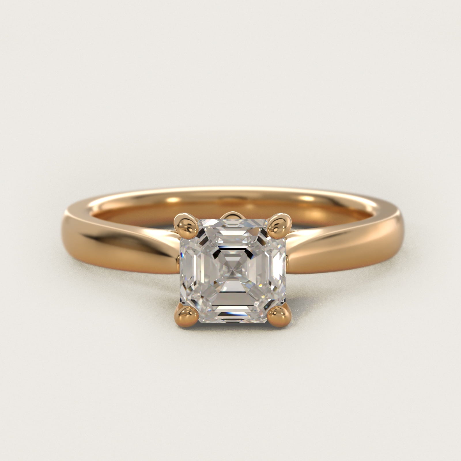 Tapered Solitaire Engagement Ring With Pav? Accent In 18k Yellow Gold By James Allen - Asscher Center