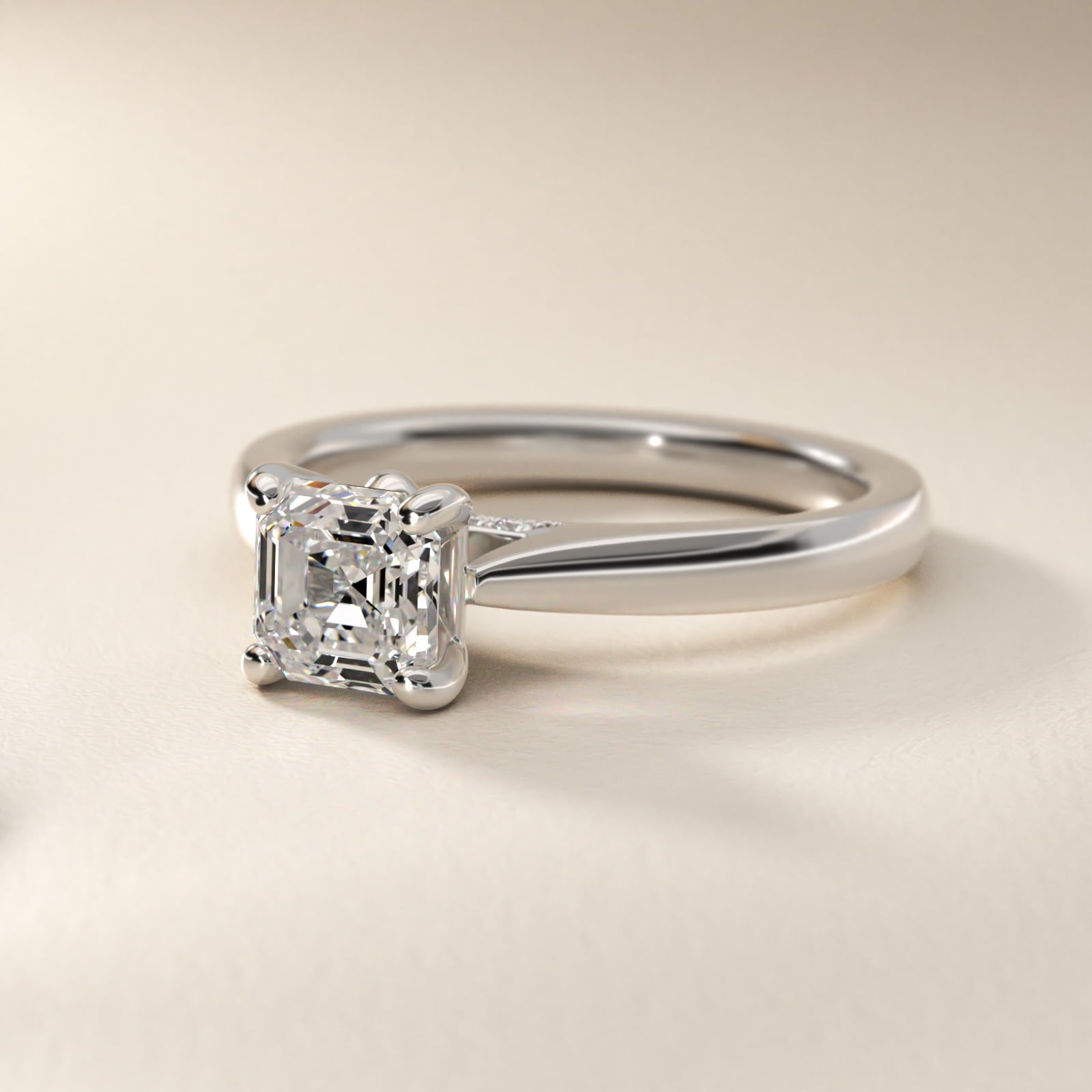 Tapered Solitaire Engagement Ring With Pav? Accent In Platinum By James Allen - Asscher Center