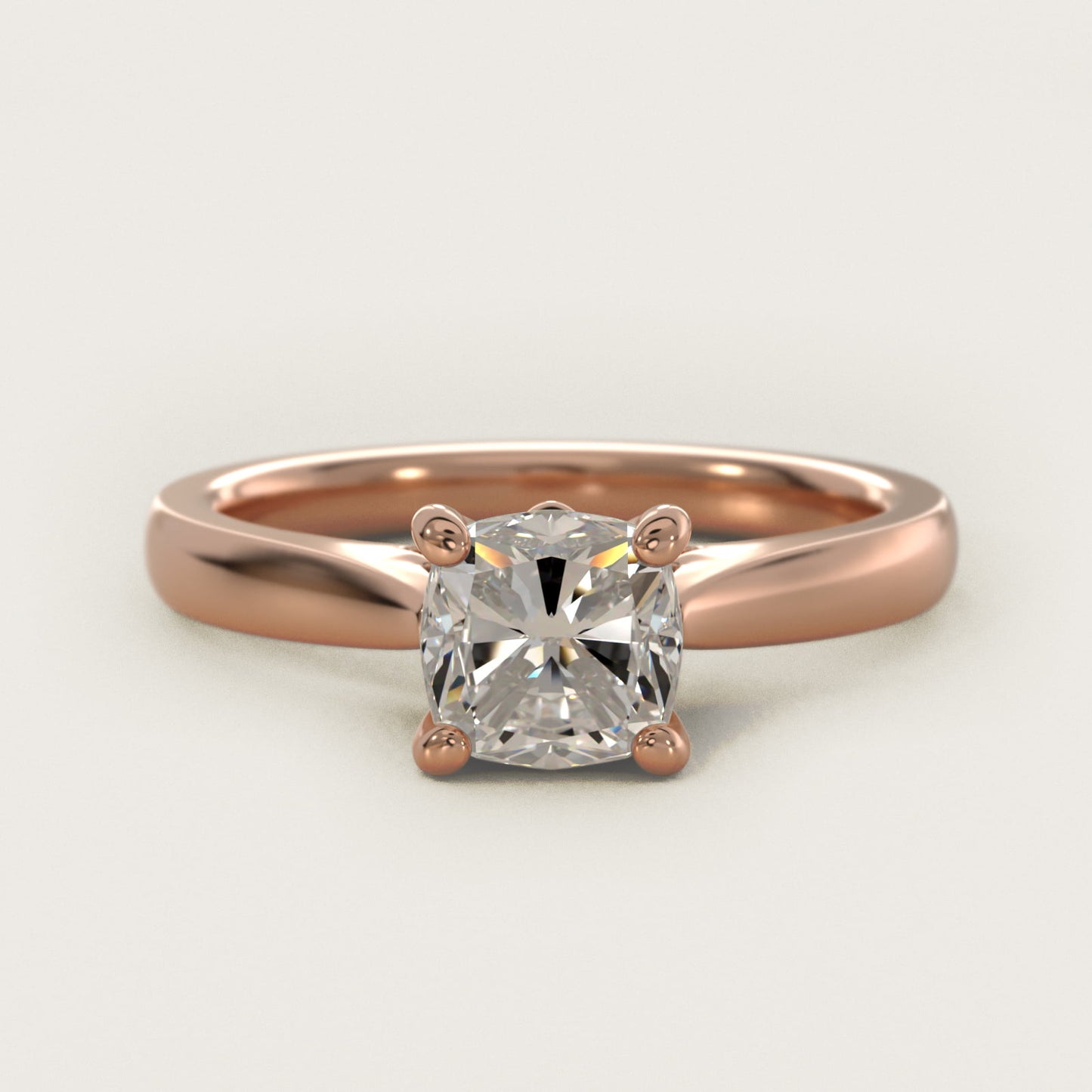 Tapered Solitaire Engagement Ring With PavŽ Accent In 14K Rose Gold By James Allen - Cushion Center
