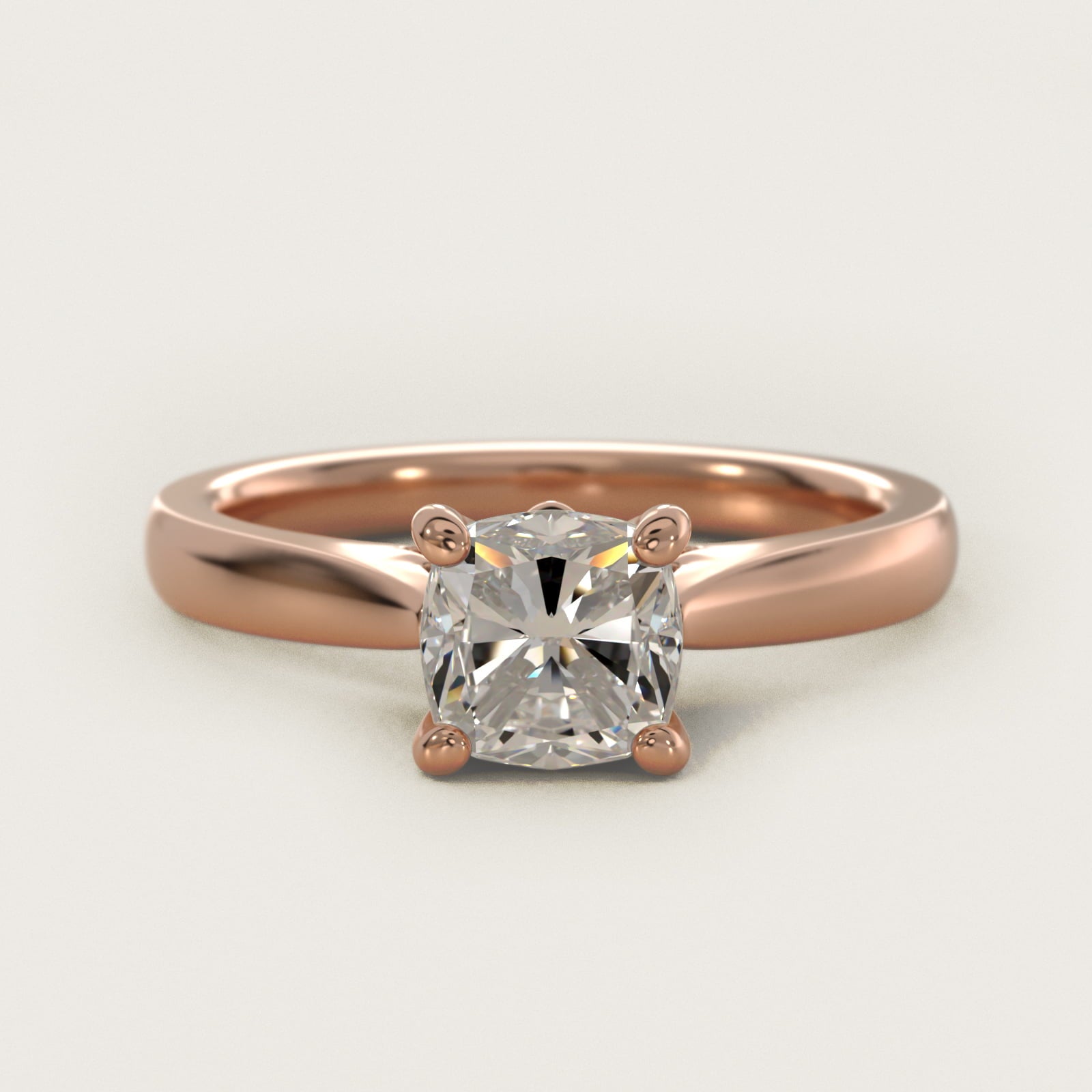 Tapered Solitaire Engagement Ring With Pav? Accent In 18k Rose Gold By James Allen - Cushion Center