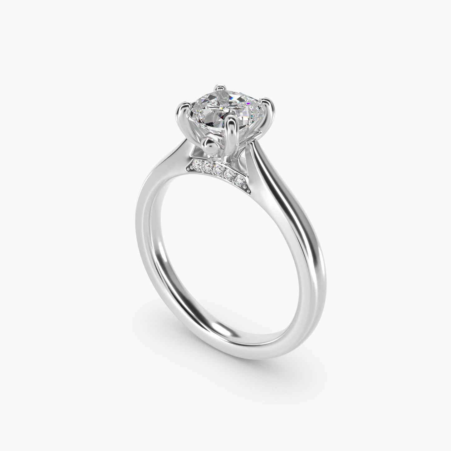 Tapered Solitaire Engagement Ring With PavŽ Accent In 14K White Gold By James Allen - Cushion Center