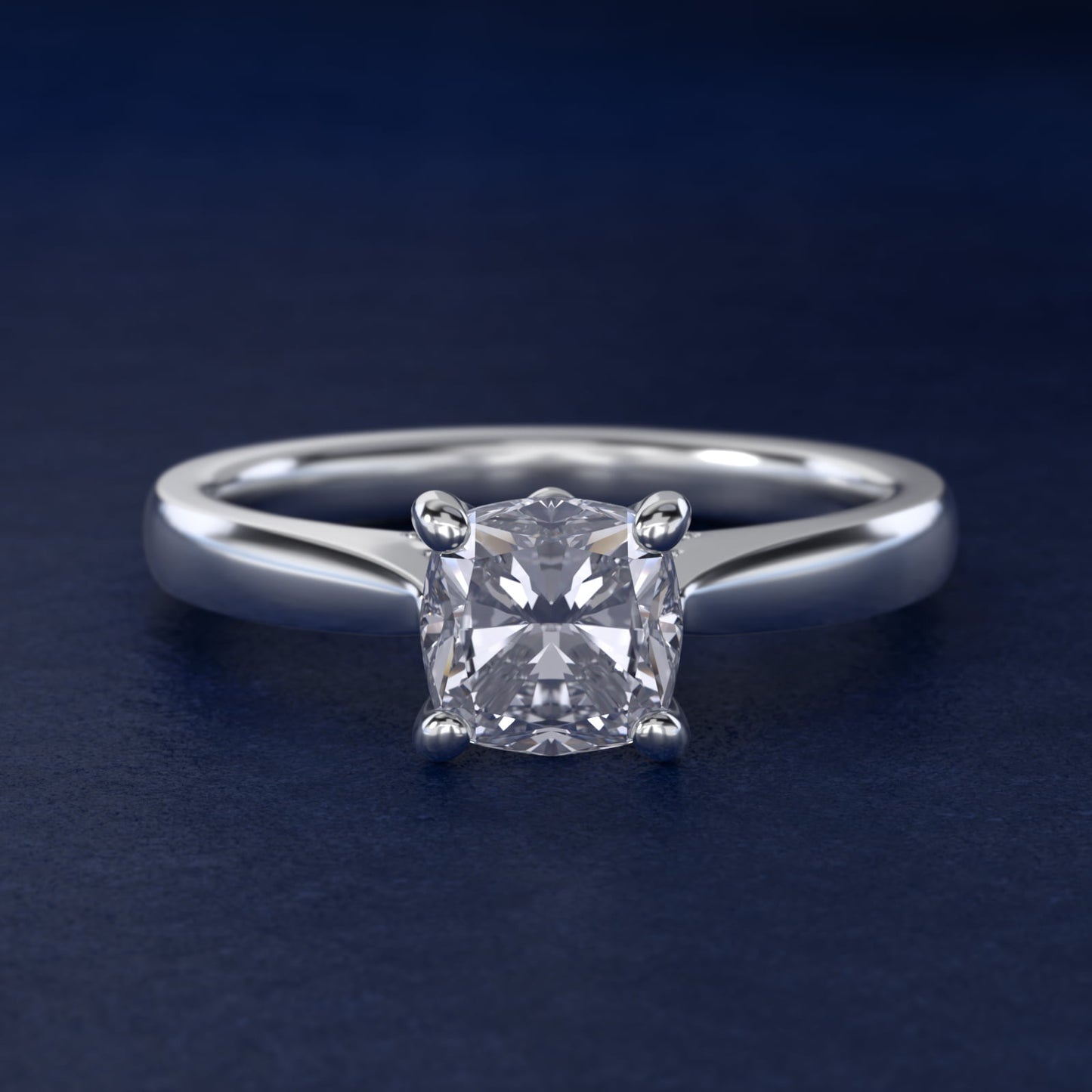 Tapered Solitaire Engagement Ring With Pav? Accent In 18k White Gold By James Allen - Cushion Center