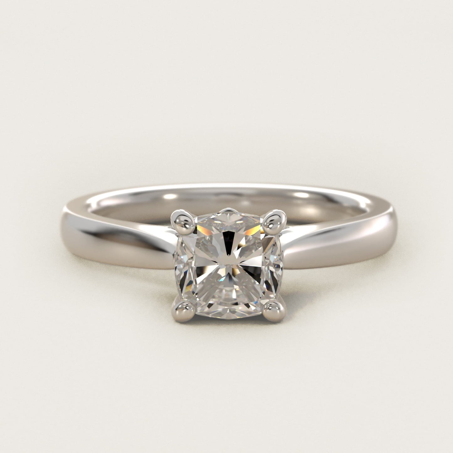 Tapered Solitaire Engagement Ring With PavŽ Accent In 14K White Gold By James Allen - Cushion Center