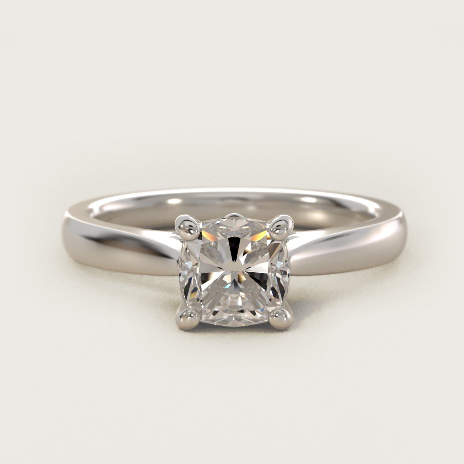 Tapered Solitaire Engagement Ring With PavŽ Accent In 14K White Gold By James Allen - Cushion Center
