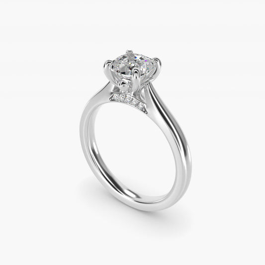 Tapered Solitaire Engagement Ring With Pav? Accent In Platinum By James Allen - Cushion Center