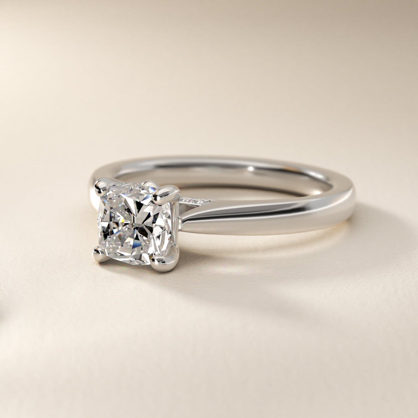Tapered Solitaire Engagement Ring With Pav? Accent In Platinum By James Allen - Cushion Center