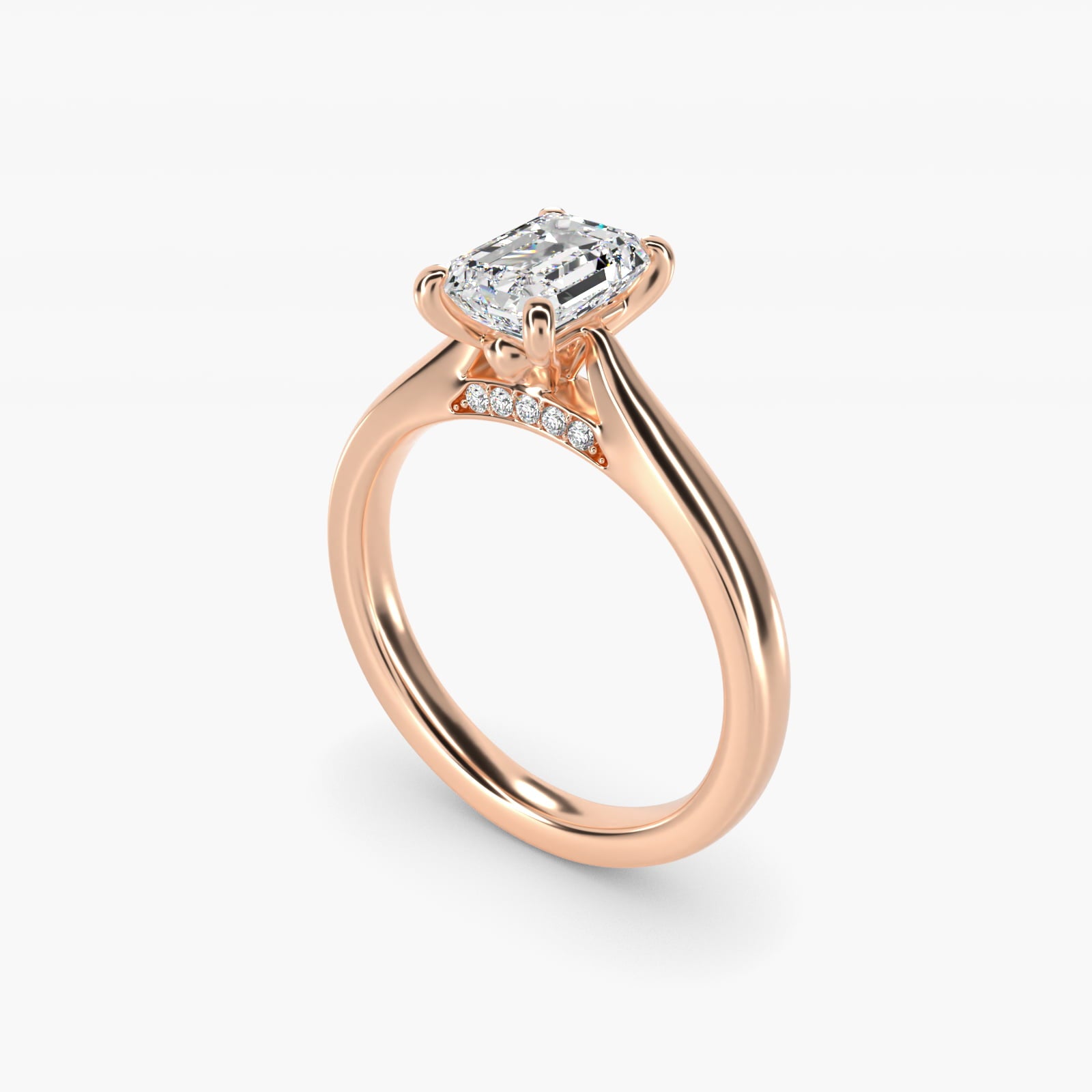 Tapered Solitaire Engagement Ring With PavŽ Accent In 14K Rose Gold By James Allen - Emerald Center