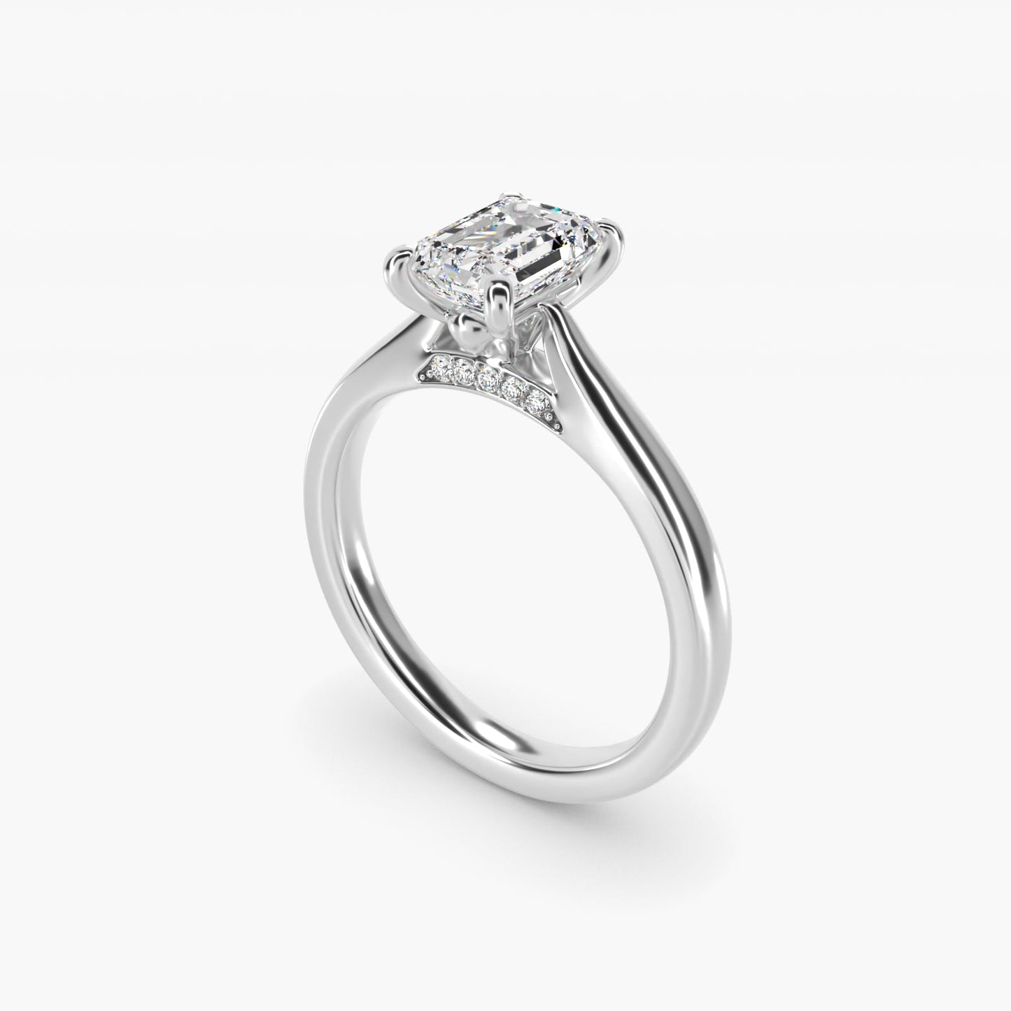 Tapered Solitaire Engagement Ring With Pav? Accent In 18k White Gold By James Allen - Emerald Center