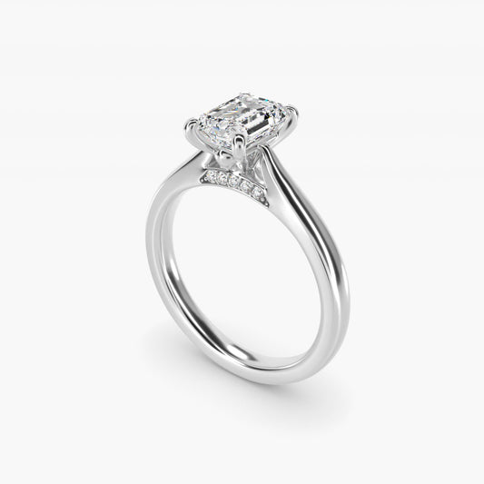 Tapered Solitaire Engagement Ring With Pav? Accent In 18k White Gold By James Allen - Emerald Center