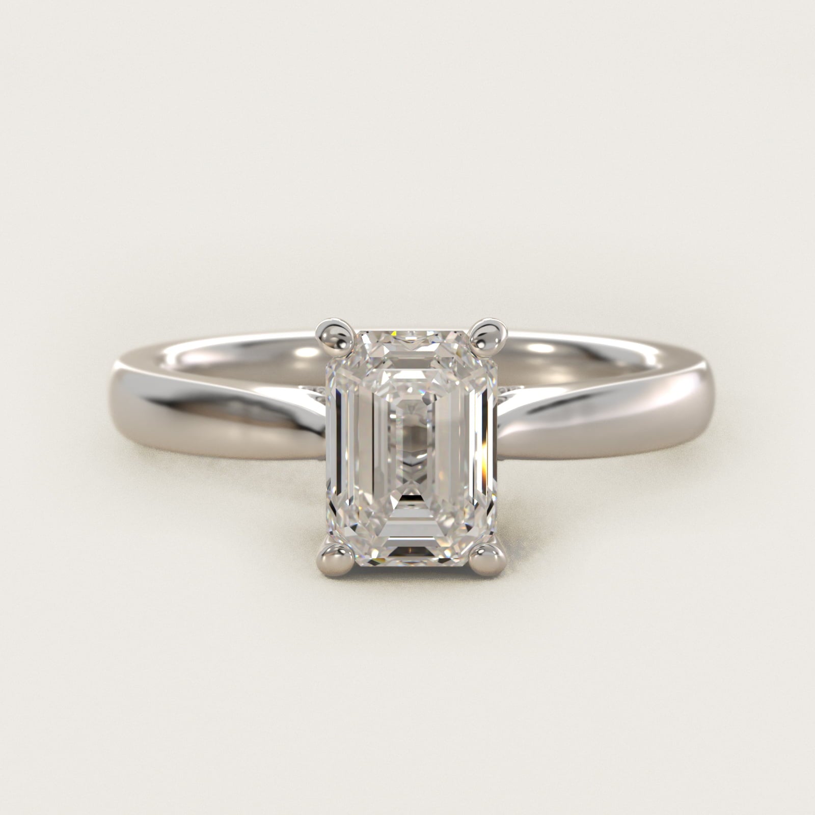 Tapered Solitaire Engagement Ring With Pav? Accent In 18k White Gold By James Allen - Emerald Center