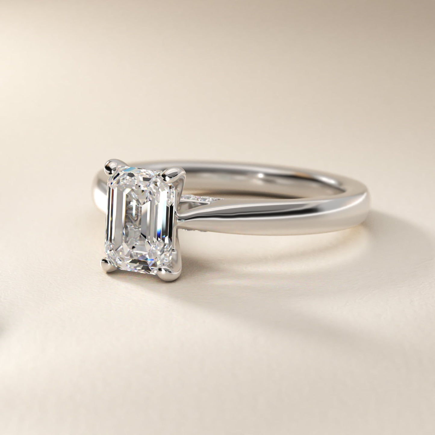 Tapered Solitaire Engagement Ring With Pav? Accent In Platinum By James Allen - Emerald Center