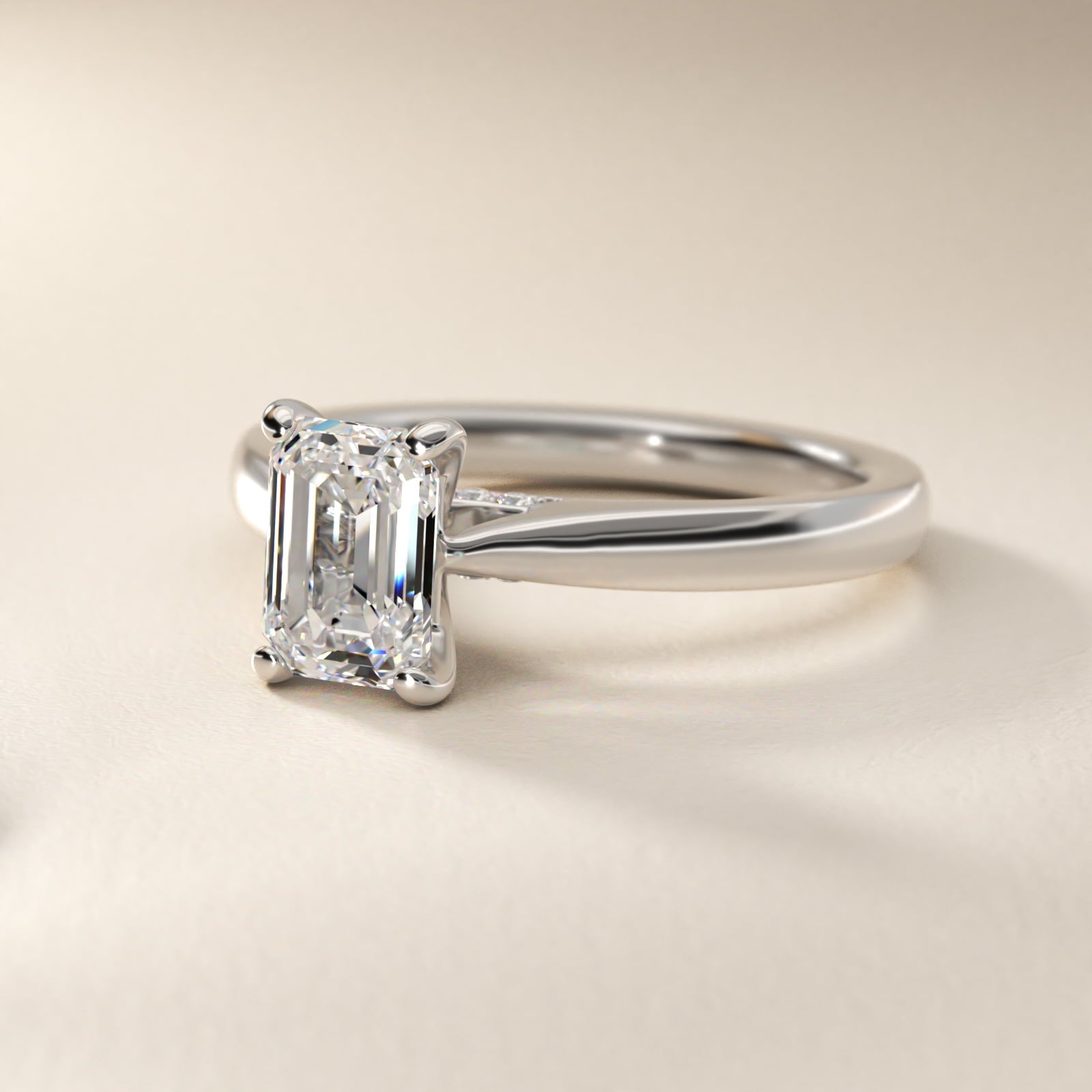 Tapered Solitaire Engagement Ring With Pav? Accent In Platinum By James Allen - Emerald Center