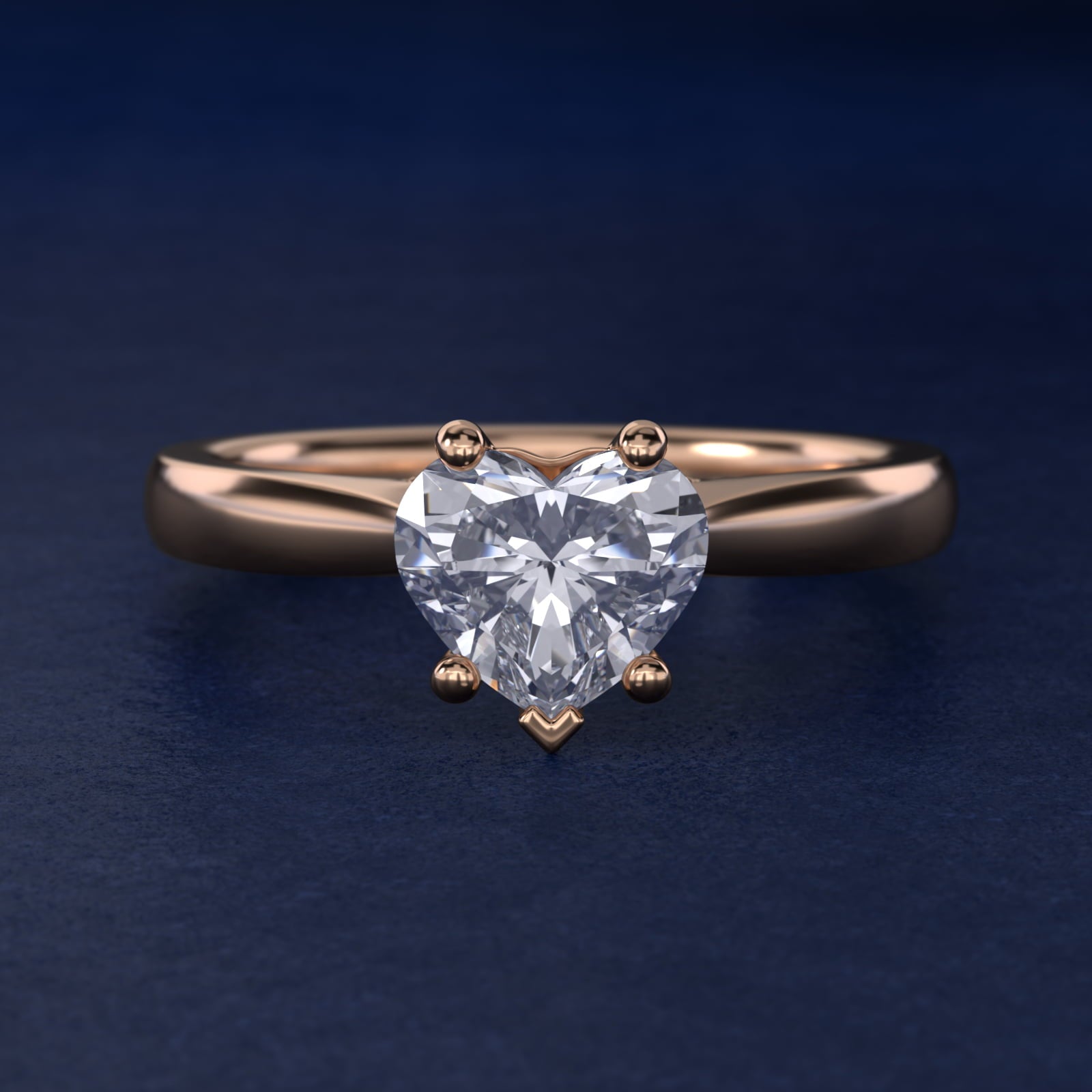 Tapered Solitaire Engagement Ring With PavŽ Accent In 14K Rose Gold By James Allen - Heart Center