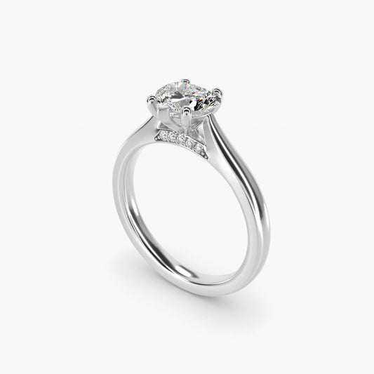 Tapered Solitaire Engagement Ring With PavŽ Accent In 14K White Gold By James Allen - Heart Center