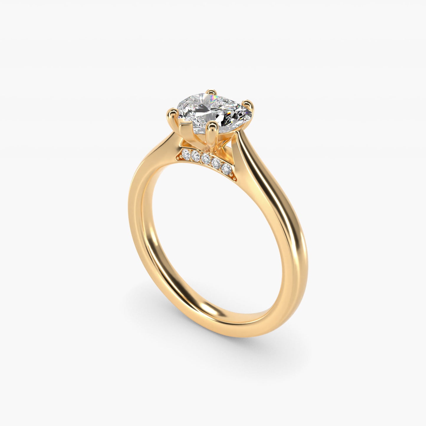 Tapered Solitaire Engagement Ring With PavŽ Accent In 14K Yellow Gold By James Allen - Heart Center