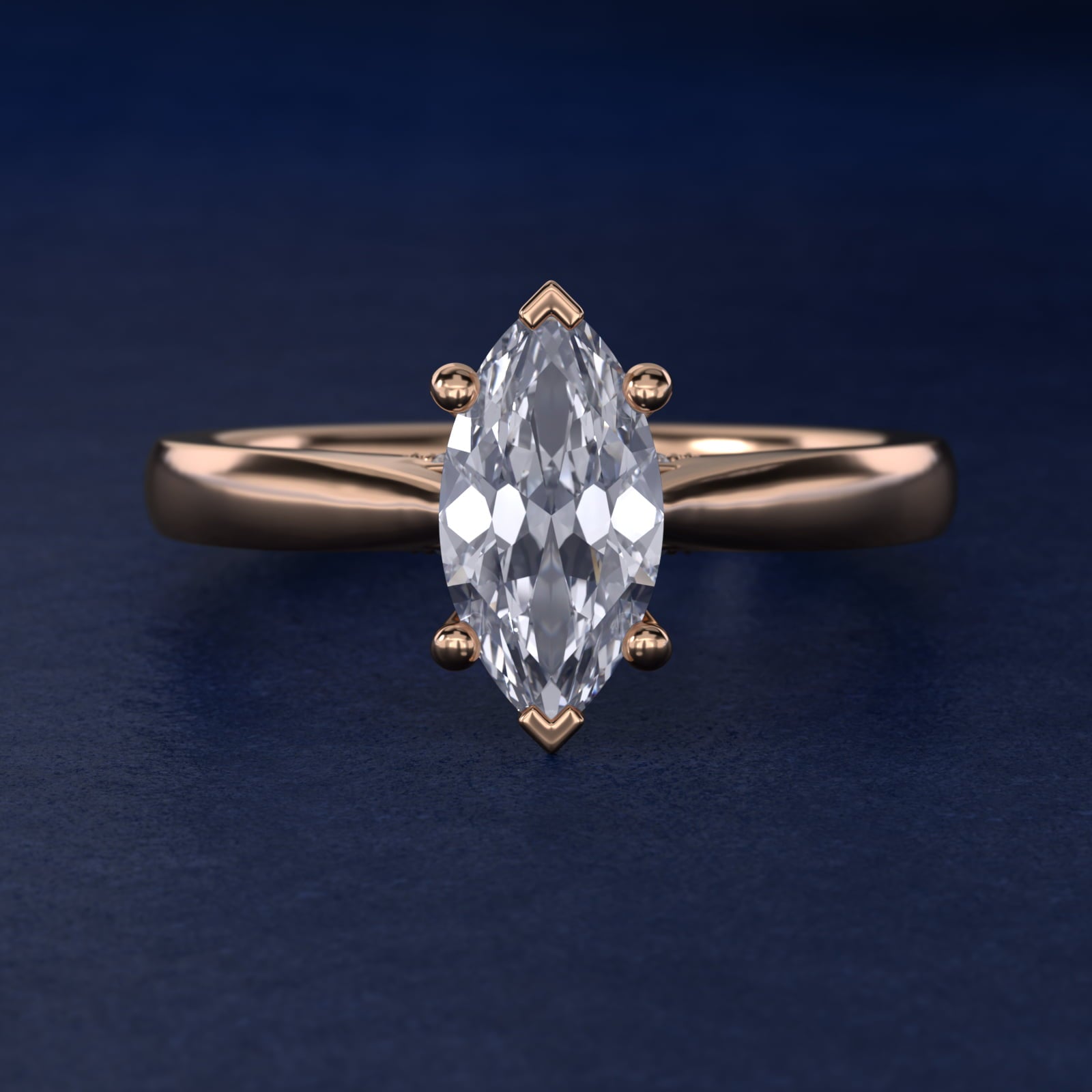 Tapered Solitaire Engagement Ring With PavŽ Accent In 14K Rose Gold By James Allen - Marquise Center