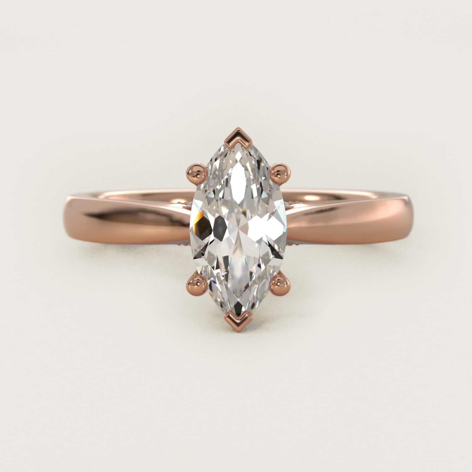 Tapered Solitaire Engagement Ring With Pav? Accent In 18k Rose Gold By James Allen - Marquise Center