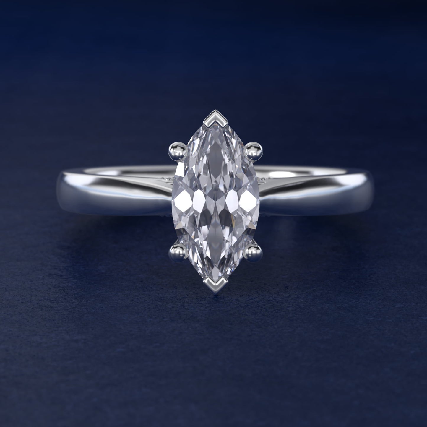 Tapered Solitaire Engagement Ring With PavŽ Accent In 14K White Gold By James Allen - Marquise Center
