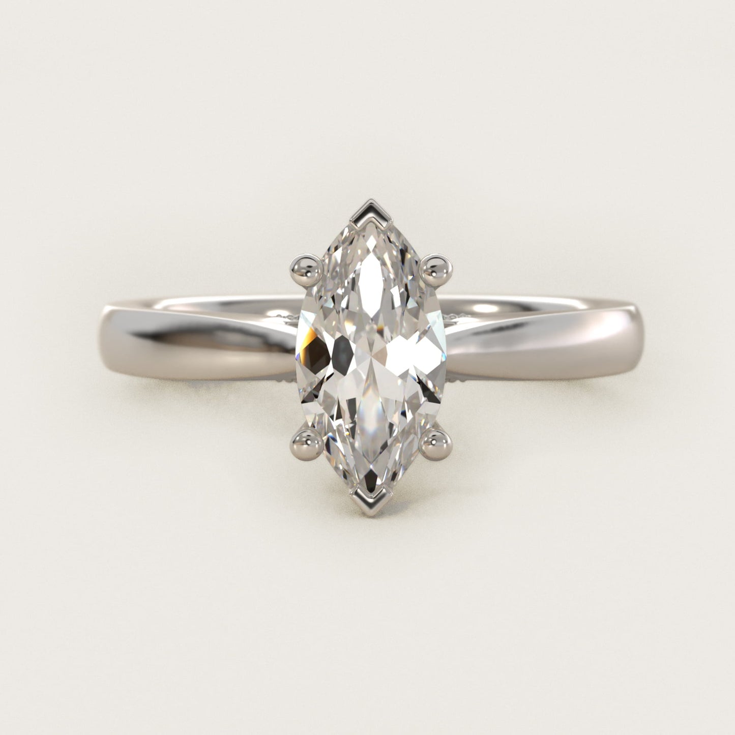 Tapered Solitaire Engagement Ring With PavŽ Accent In 14K White Gold By James Allen - Marquise Center