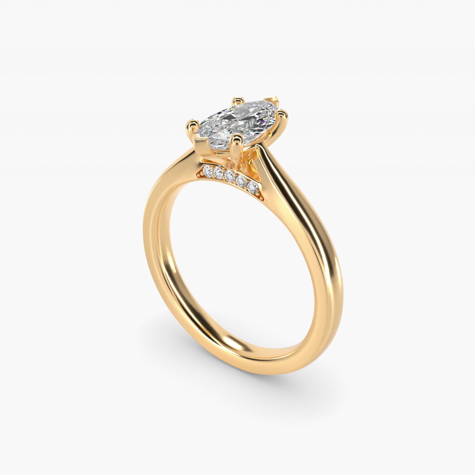 Tapered Solitaire Engagement Ring With Pav? Accent In 18k Yellow Gold By James Allen - Marquise Center