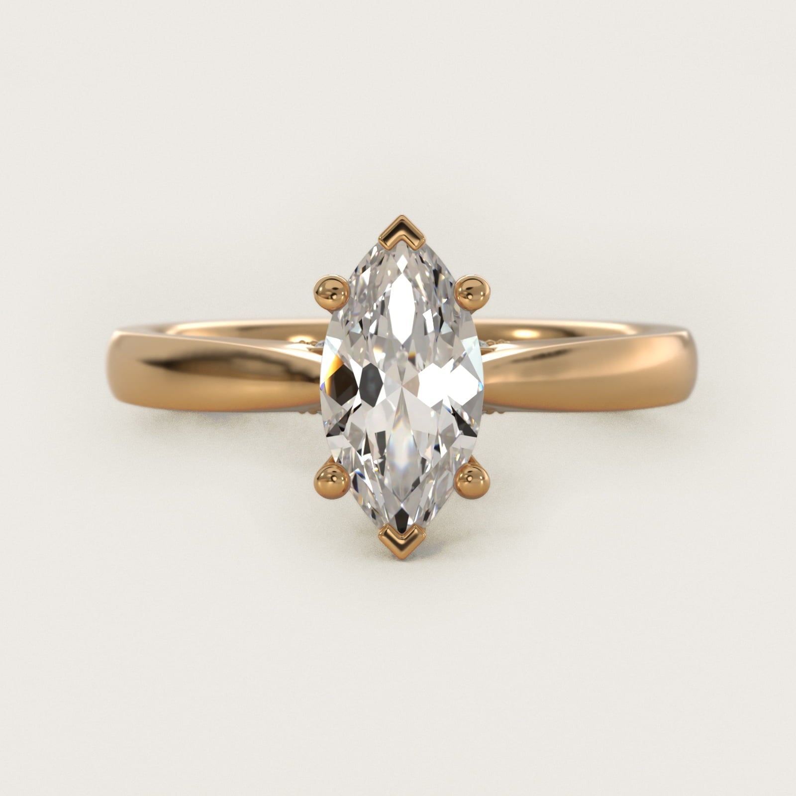 Tapered Solitaire Engagement Ring With PavŽ Accent In 14K Yellow Gold By James Allen - Marquise Center